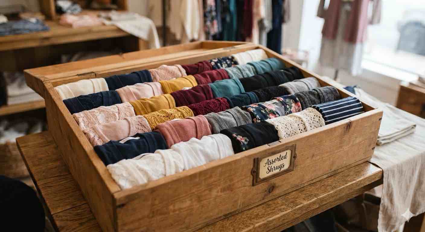 Case of Assorted Shrugs, Sizes and Styles Vary