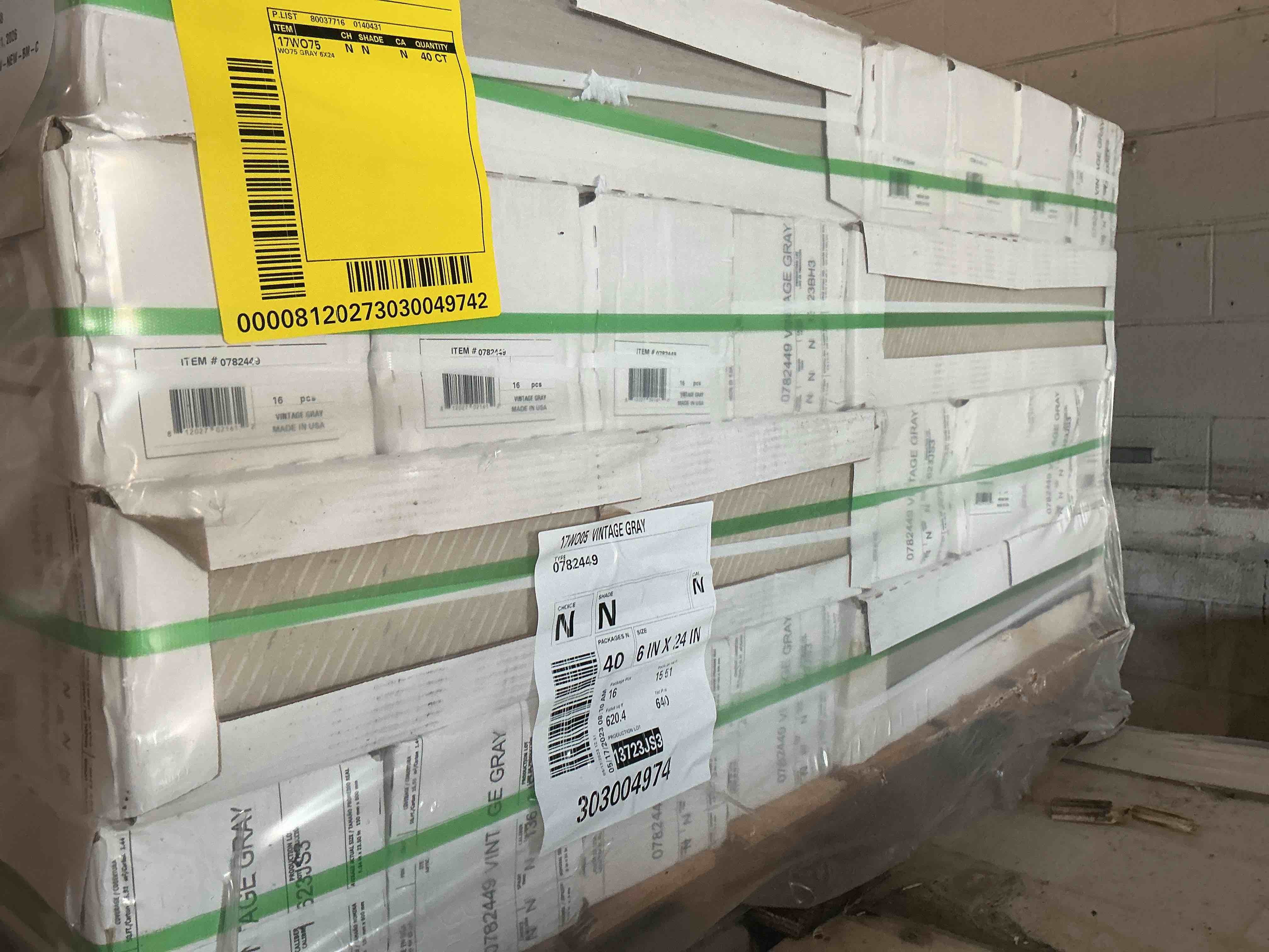 Condition photo showing New/Like New for del conca 17wo75 gray 6"x24" porcelain tile | builders grade [15.51 sf / box]