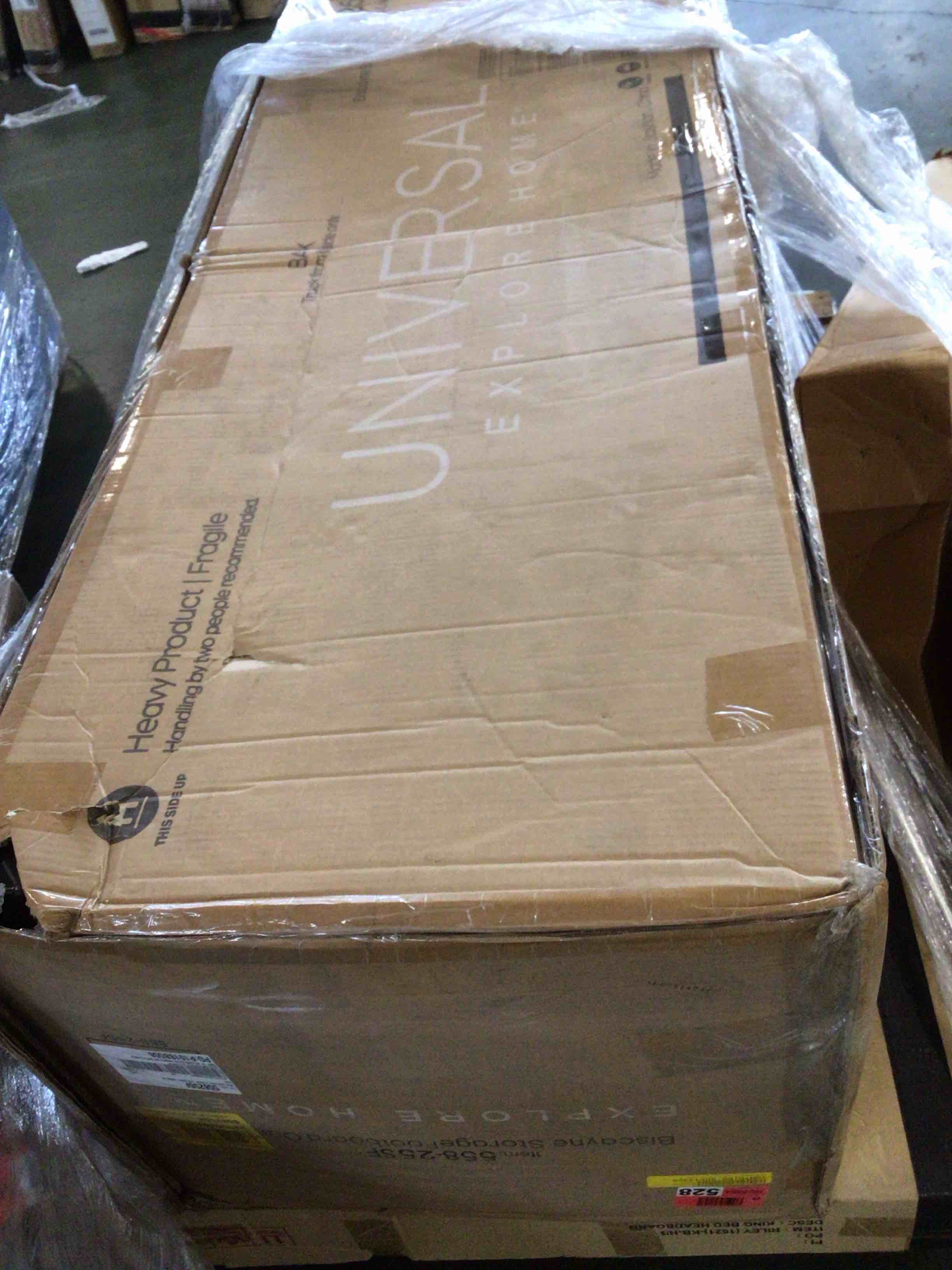 Condition photo showing Good Condition for ((incomplete only 1 box )) 55825sf universal furniture curated - greystone queen biscayne storage footboard - greystone