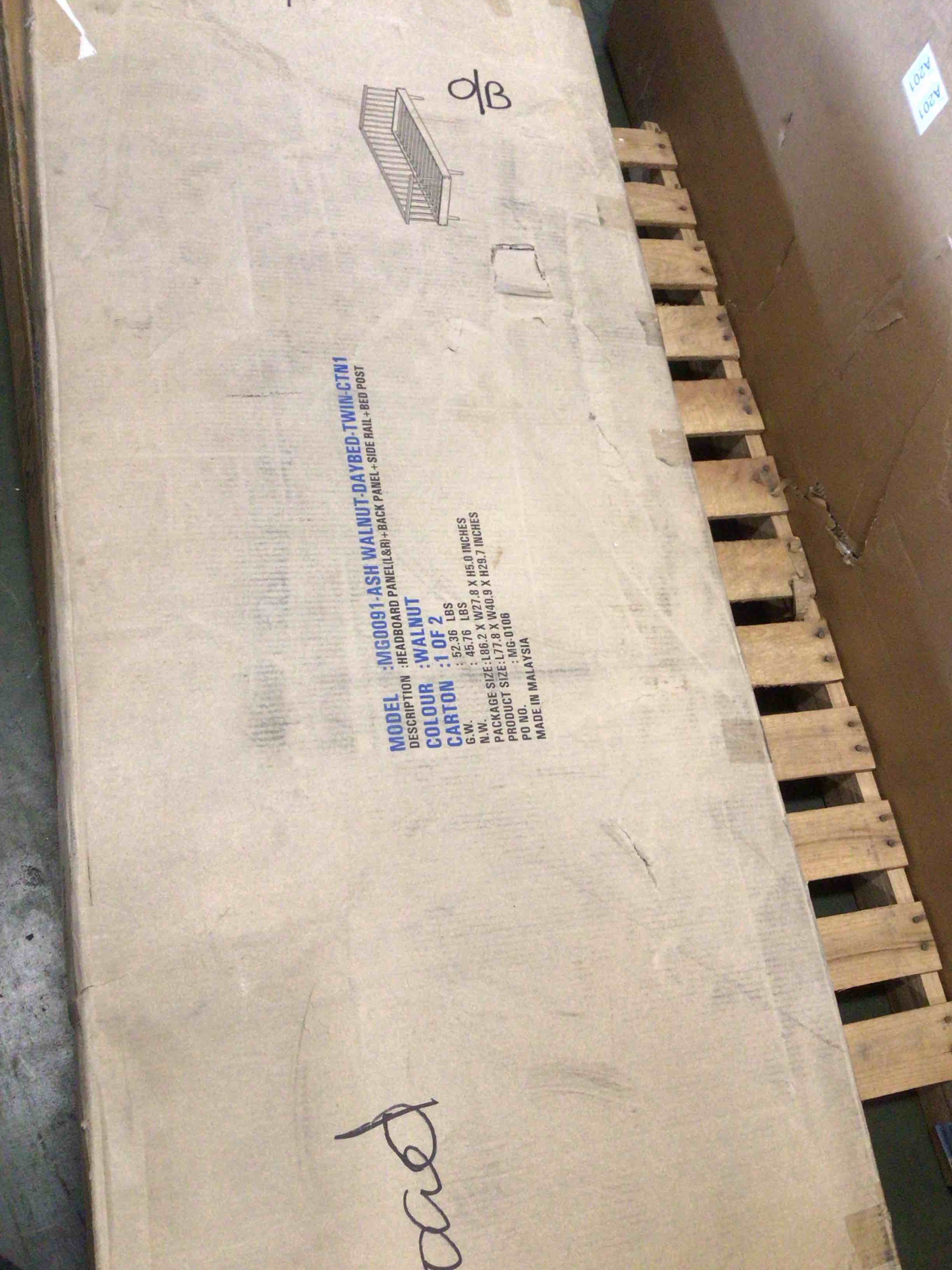 Condition photo showing Good Condition for ((incomplete box 1/2)) baxton matilda twin size daybed in ash walnut finish wood