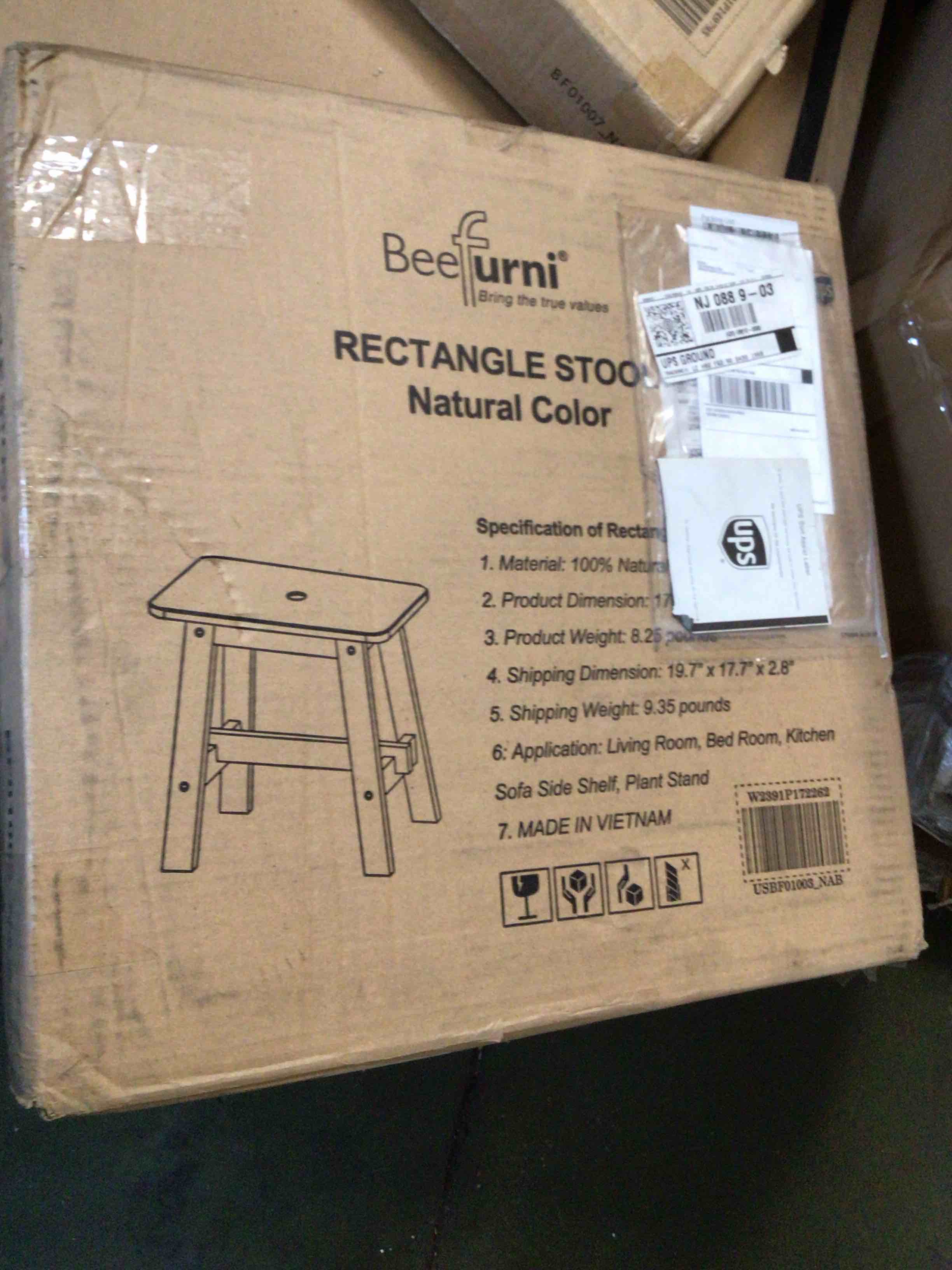 Condition photo showing New/Like New for lestar solid wood stool, small wooden stool rectangle, vanity stool for living room bathroom rectangle 18"h