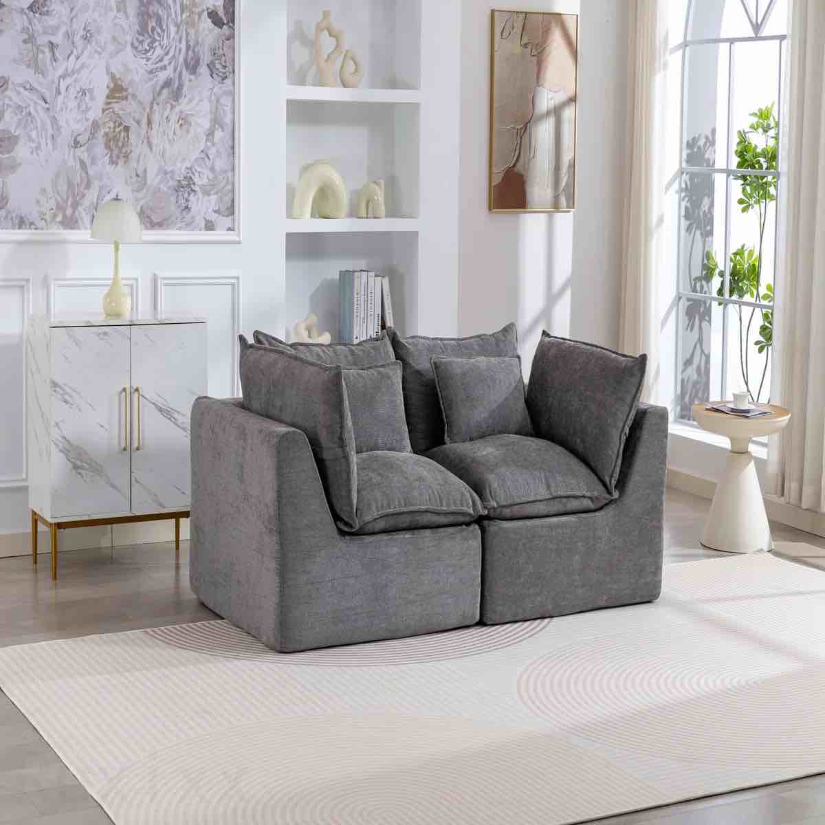 74.8" Width Cloud Couch Oversized Modular Sectional Sofa True Relax Comfy Couches Wide&Deep Seat Sofas For Living Room Furniture Sets, 2Seat
