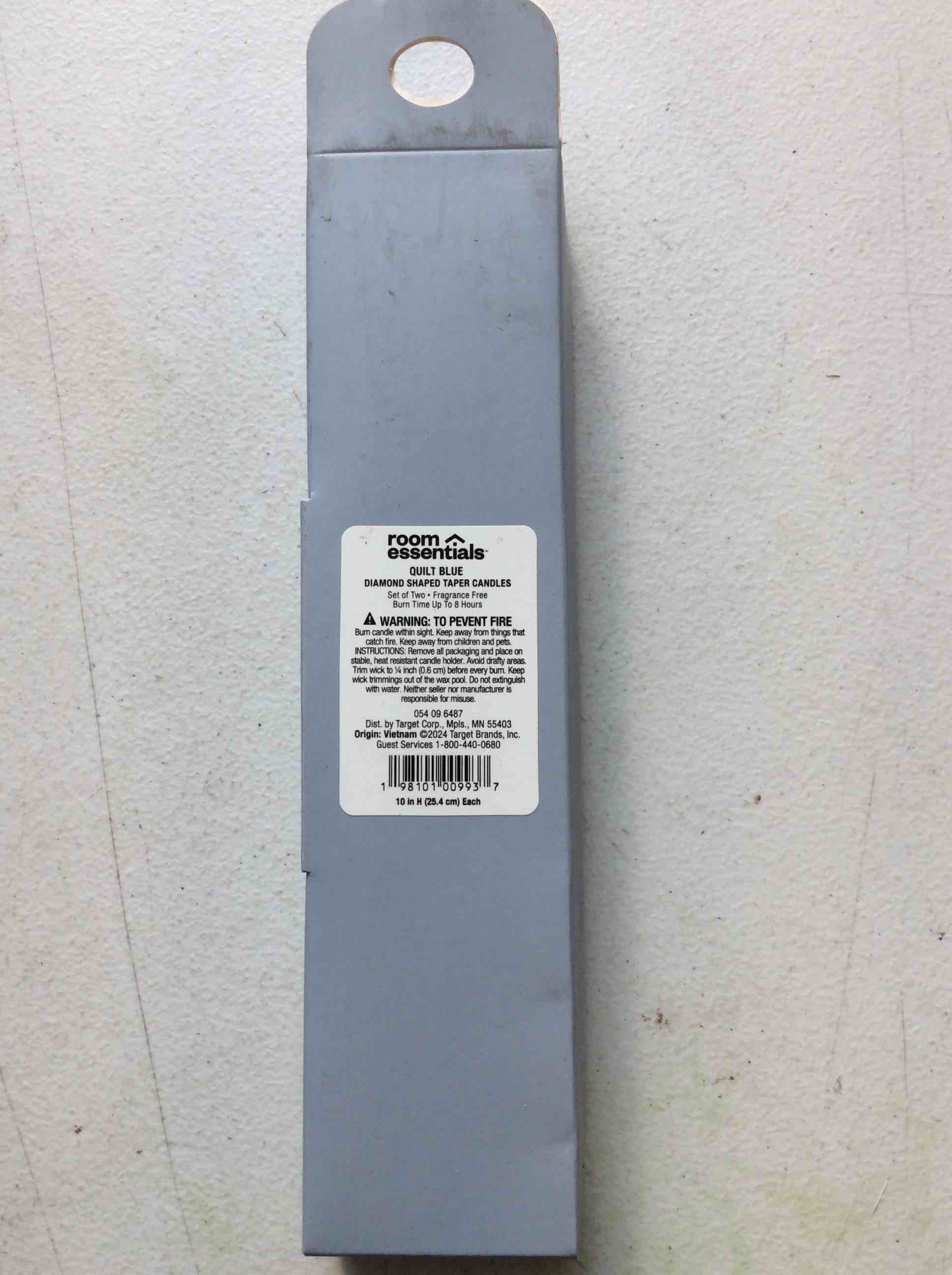 Condition photo showing New/Like New for room essentials quilt blue diamond shaped taper candles