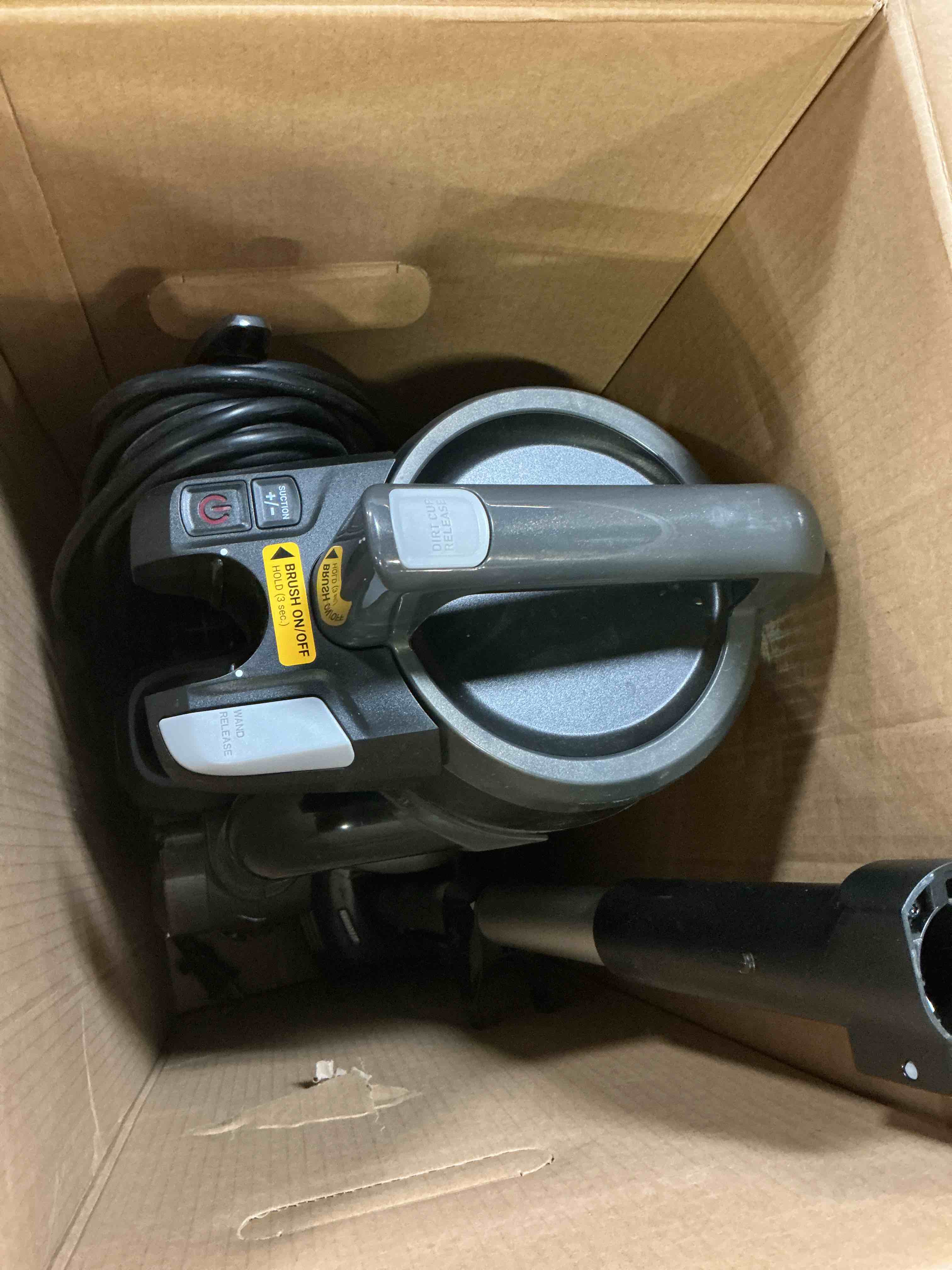 Condition photo showing As Is for hoover windtunnel tangle guard bagless vacuum cleaner, corded upright vacuum, hepa media filtration, anti-hair wrap, headlights, swivel steering, corded vacuum cleaners for home use