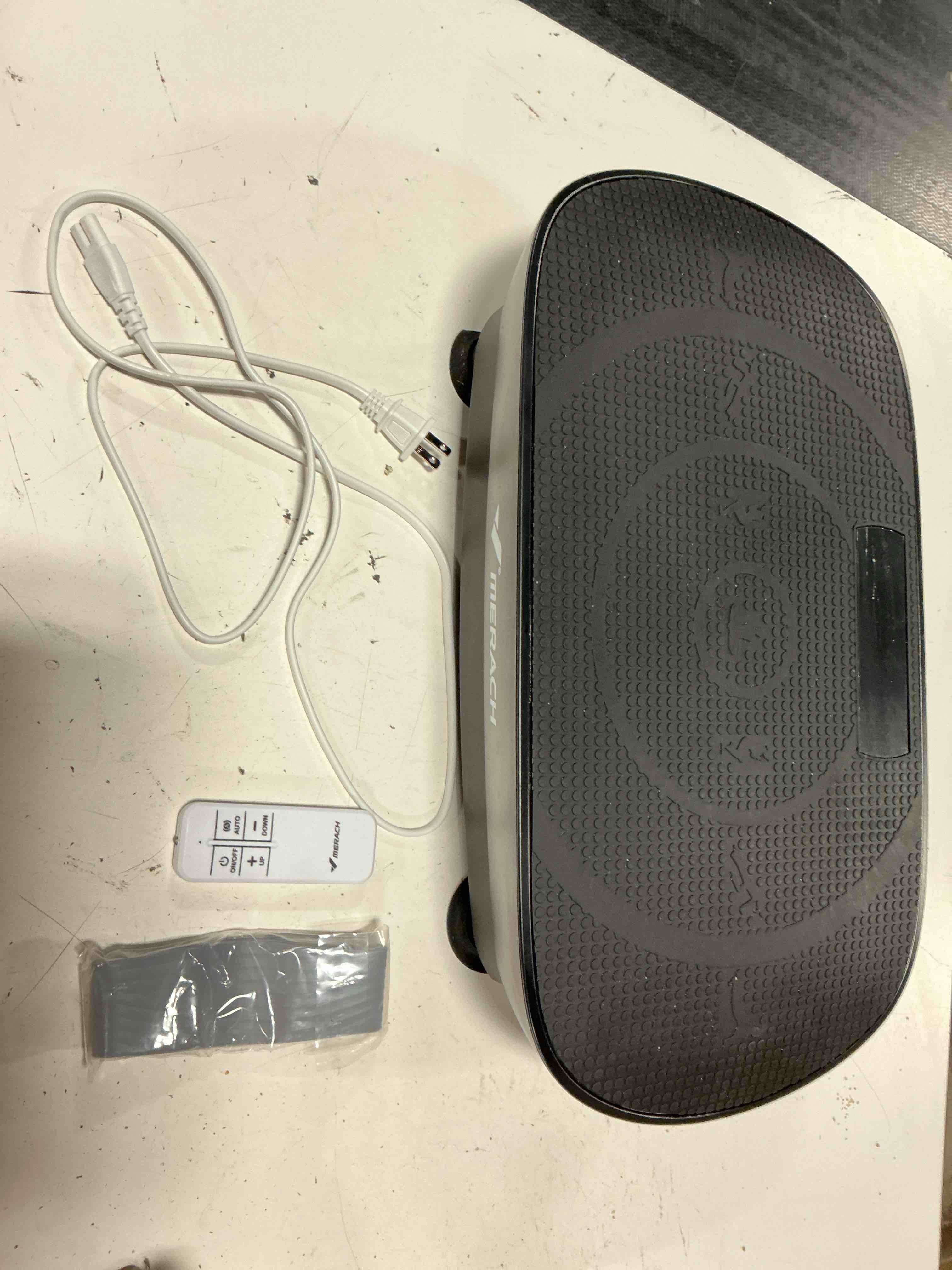 Condition photo showing As Is for (missing pieces) merach v33 pro vibration plate exercise machine with touchscreen, 99 speeds | resistance bands, bluetooth, 350lbs capacity, vibration platform for lymphatic drainage, home full body fitness equipment