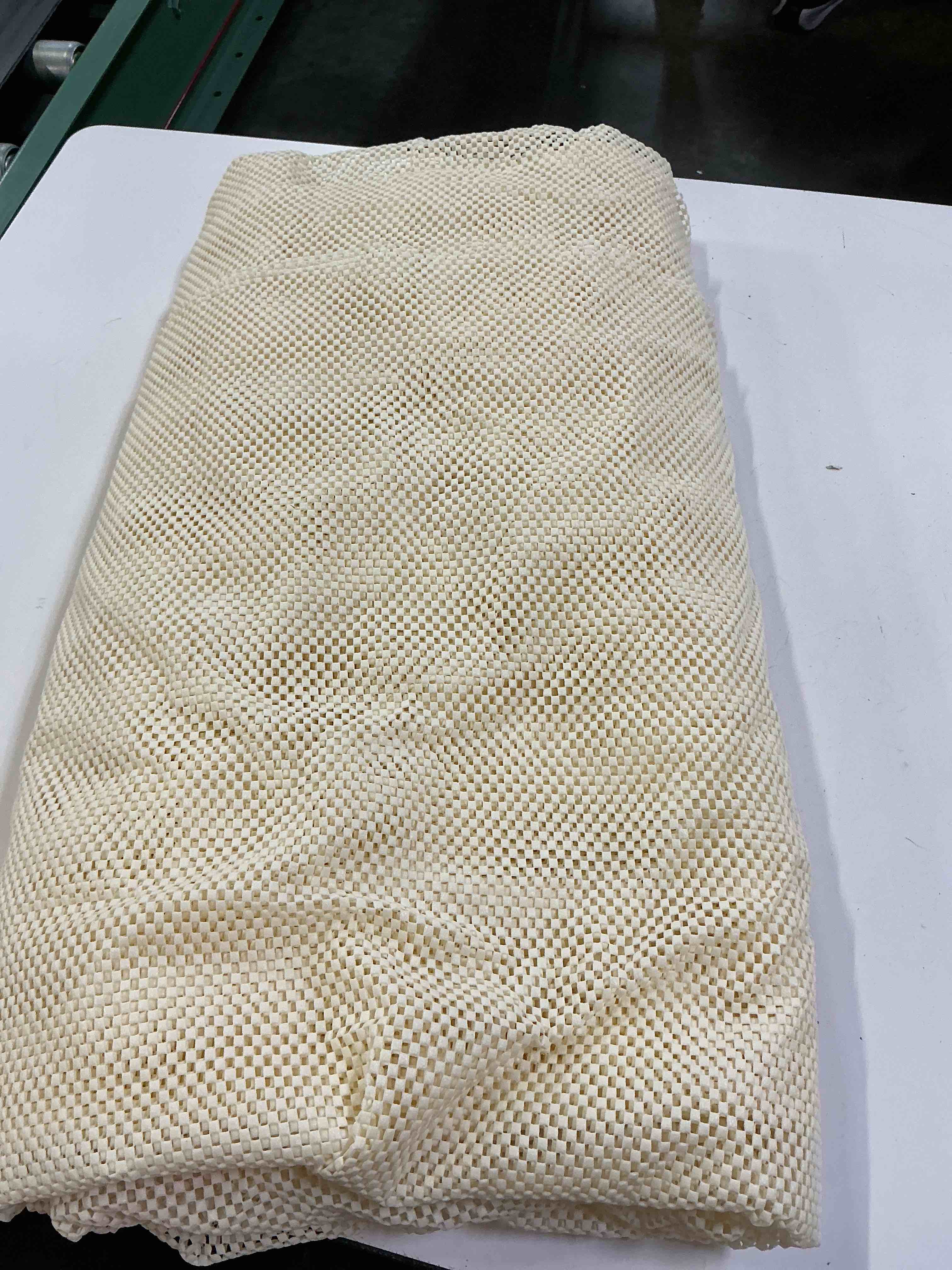 Condition photo showing As Is for ( medium)rectangle white gird non-slip grip rug pad 0.1" thick