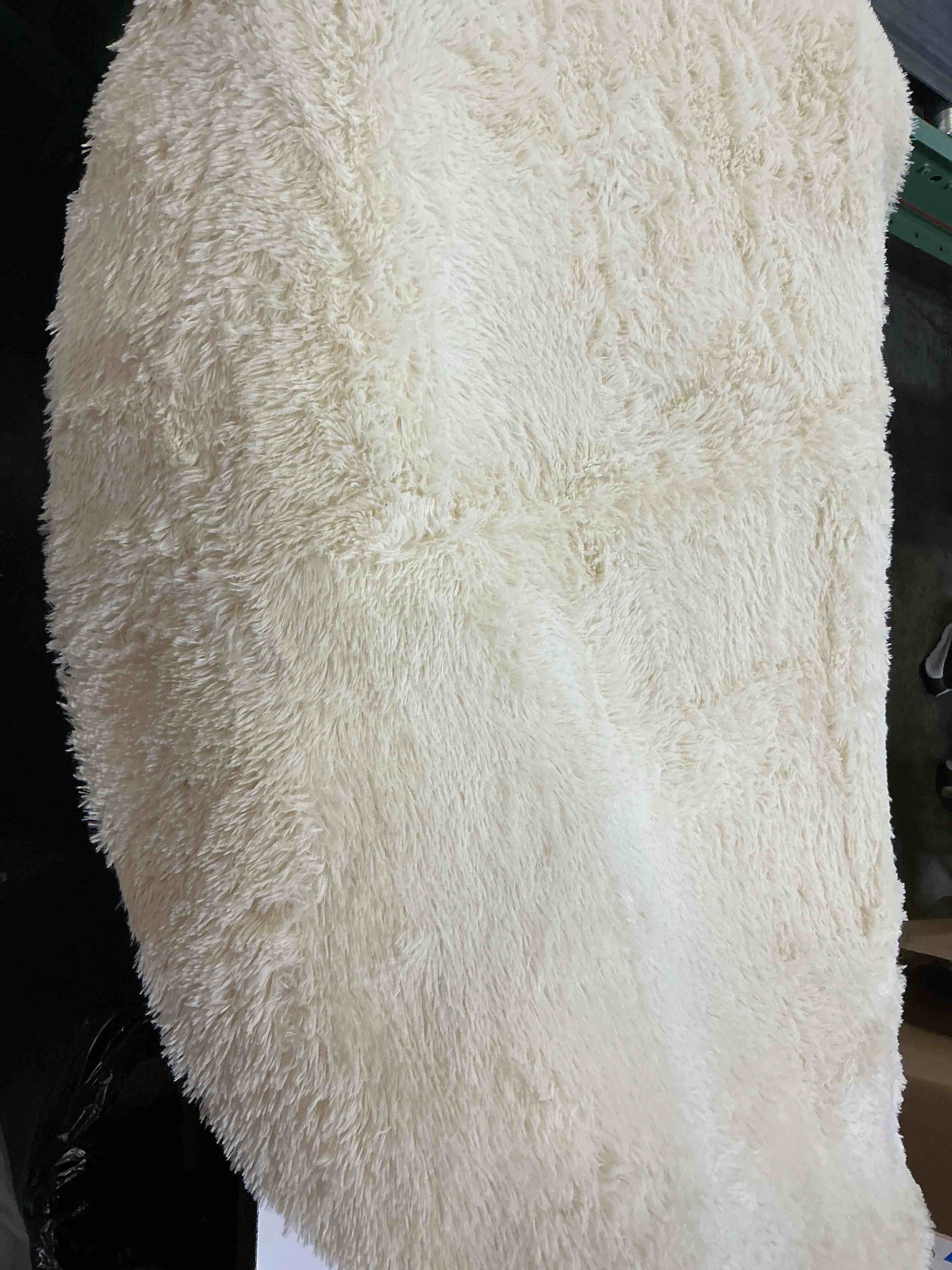 Condition photo showing As Is for ophanie round washable rugs 5ft ivory circle area rug,baby nursery living room bedroom decor circular carpet 5 foot,fluffy fuzzy shag plush cream for kids boys girls teen with over 99 pcs pile fibers
