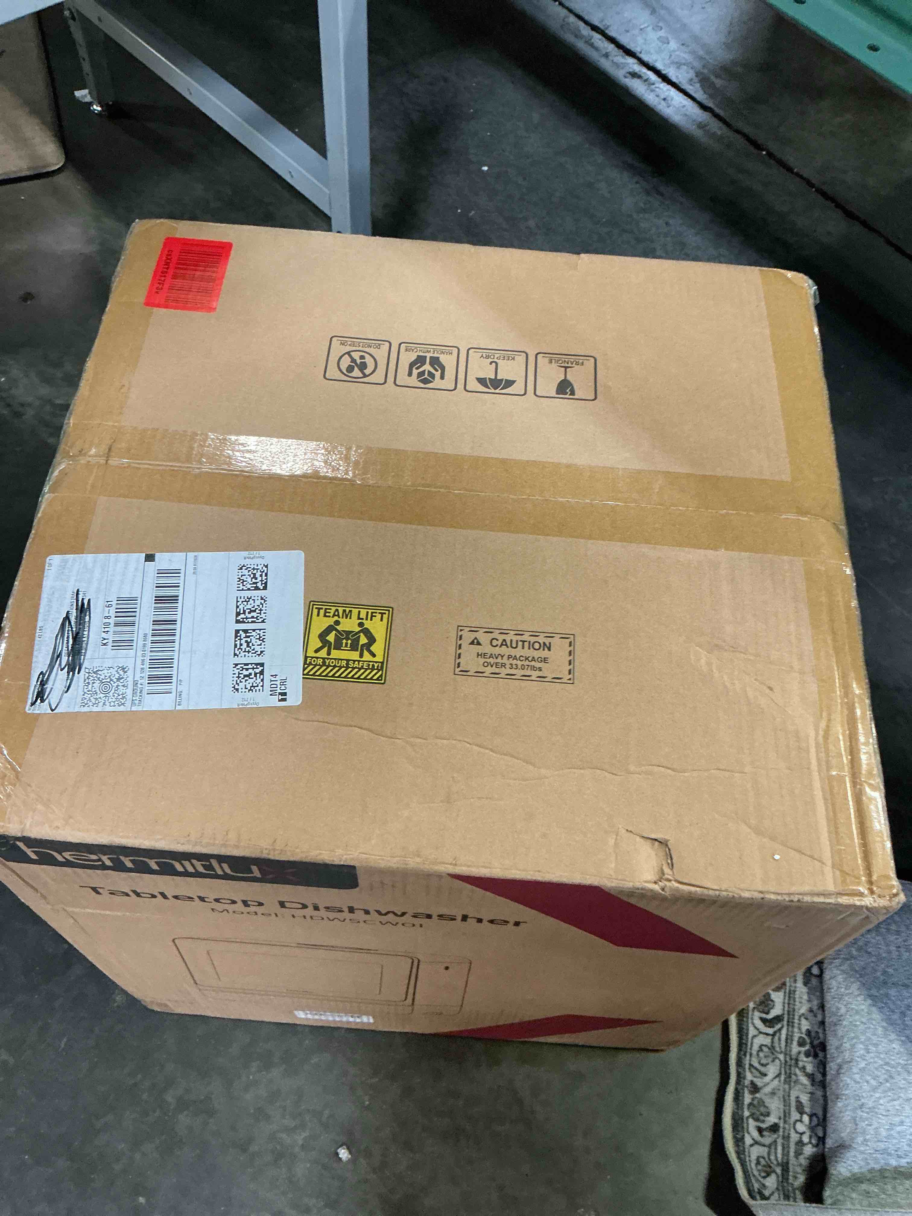 Condition photo showing New/Like New for hermitlux countertop dishwasher, 7 washing programs portable mini dishwasher with 5-liter built-in water tank for apartments & rvs, led light, glass door, no hookup needed black glass door 10 functions