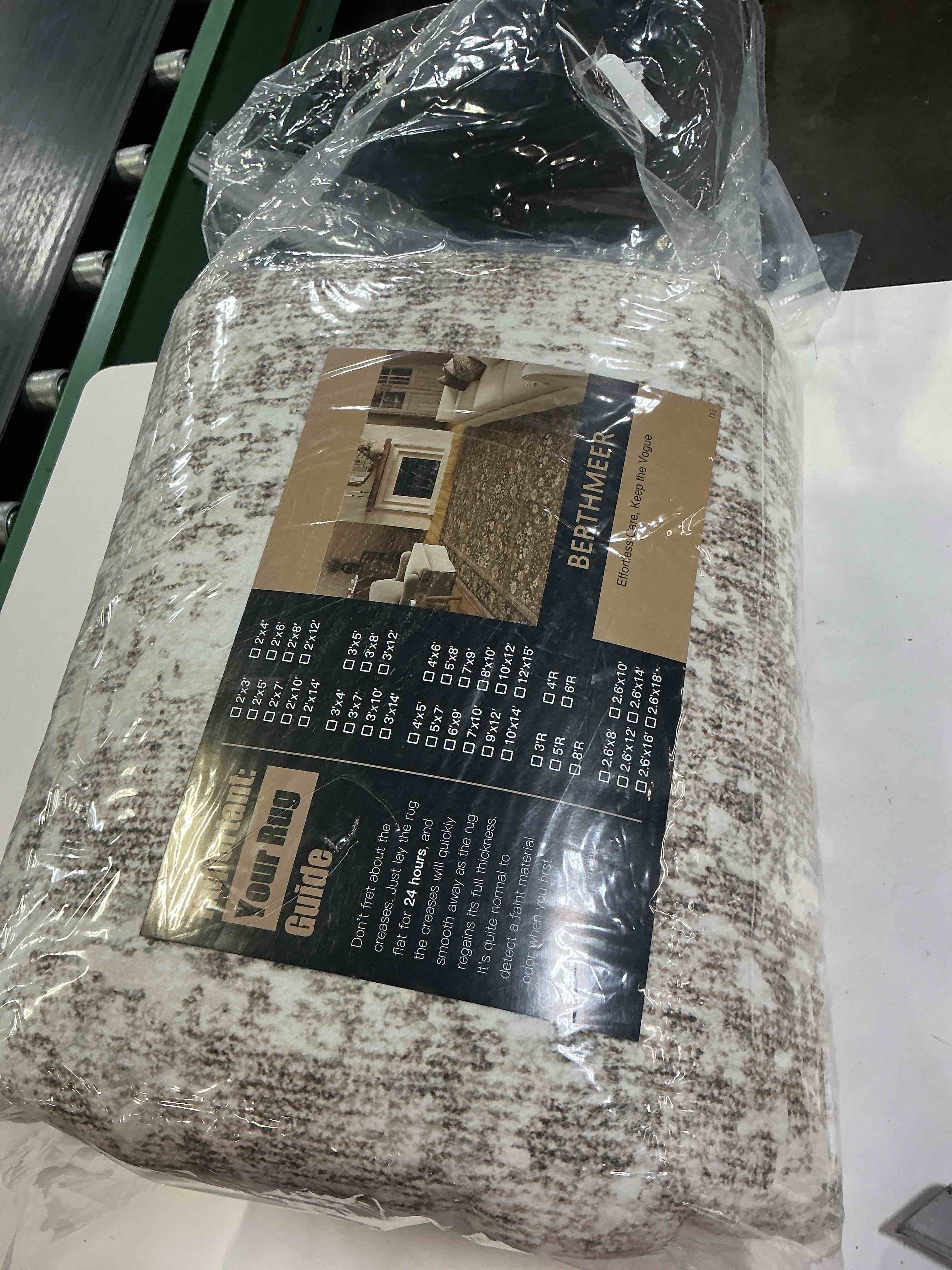 Condition photo showing Good Condition for 8x10 area rug beige vintage distressed carpet | washable, non slip, soft low pile, indoor retro rugs for large living room, dining room, bedroom