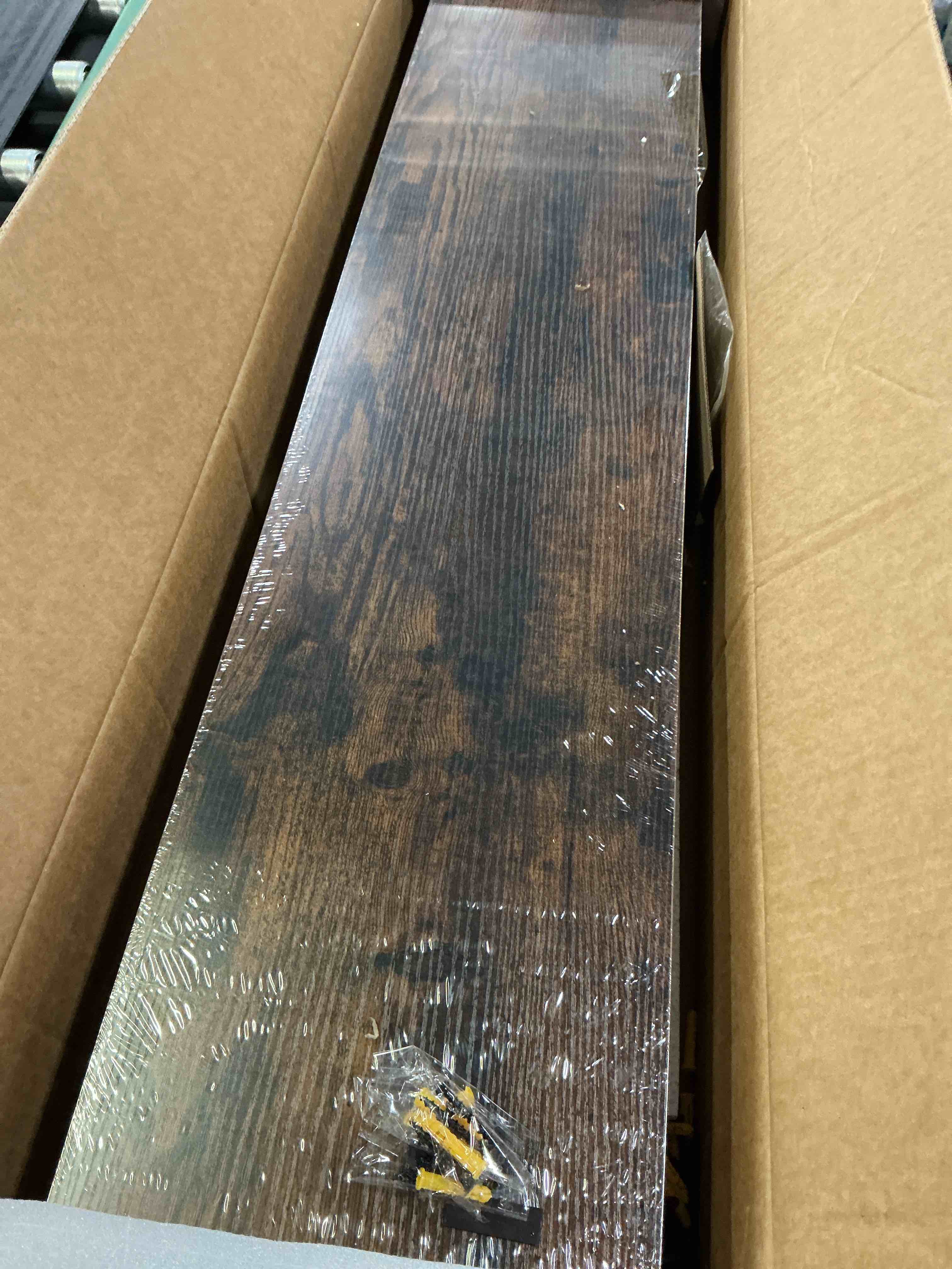 Condition photo showing New/Like New for bayka floating shelves, 47.2 inches long wall mounted rustic wood shelves for bathroom, bedroom, living room, kitchen, office, hanging shelf for books/storage/decor(rustic brown,set of 2) b. rustic brown - americana farmhouse style 2 47.2inches