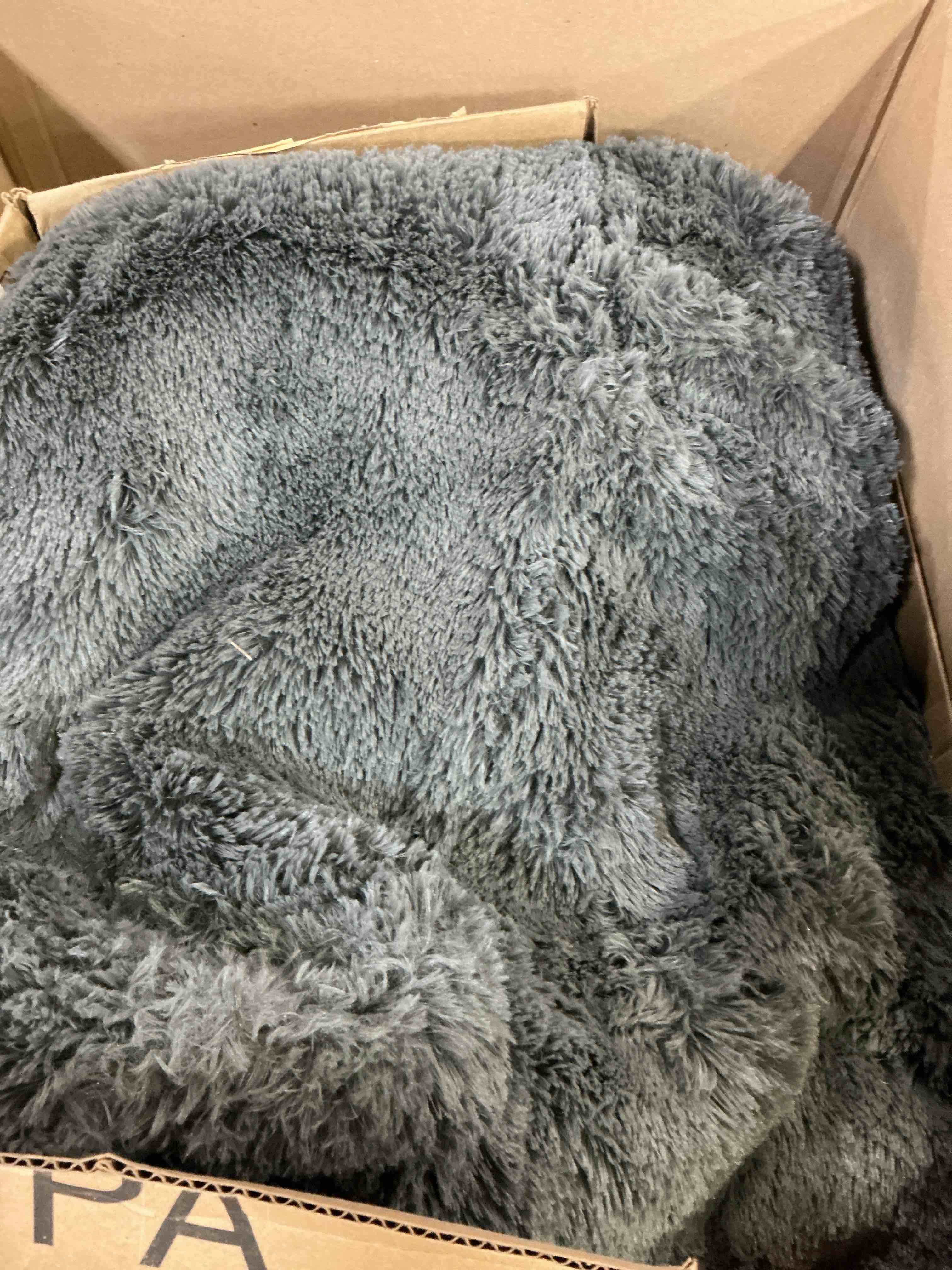 Condition photo showing As Is for 8x10 fluffy shag area rugs for living room bedroom: soft plush carpet grey | upgraded non-slip thick memory foam, ultra soft, non-shedding fuzzy carpet, easy clean decor for kids room, nursery, playroom