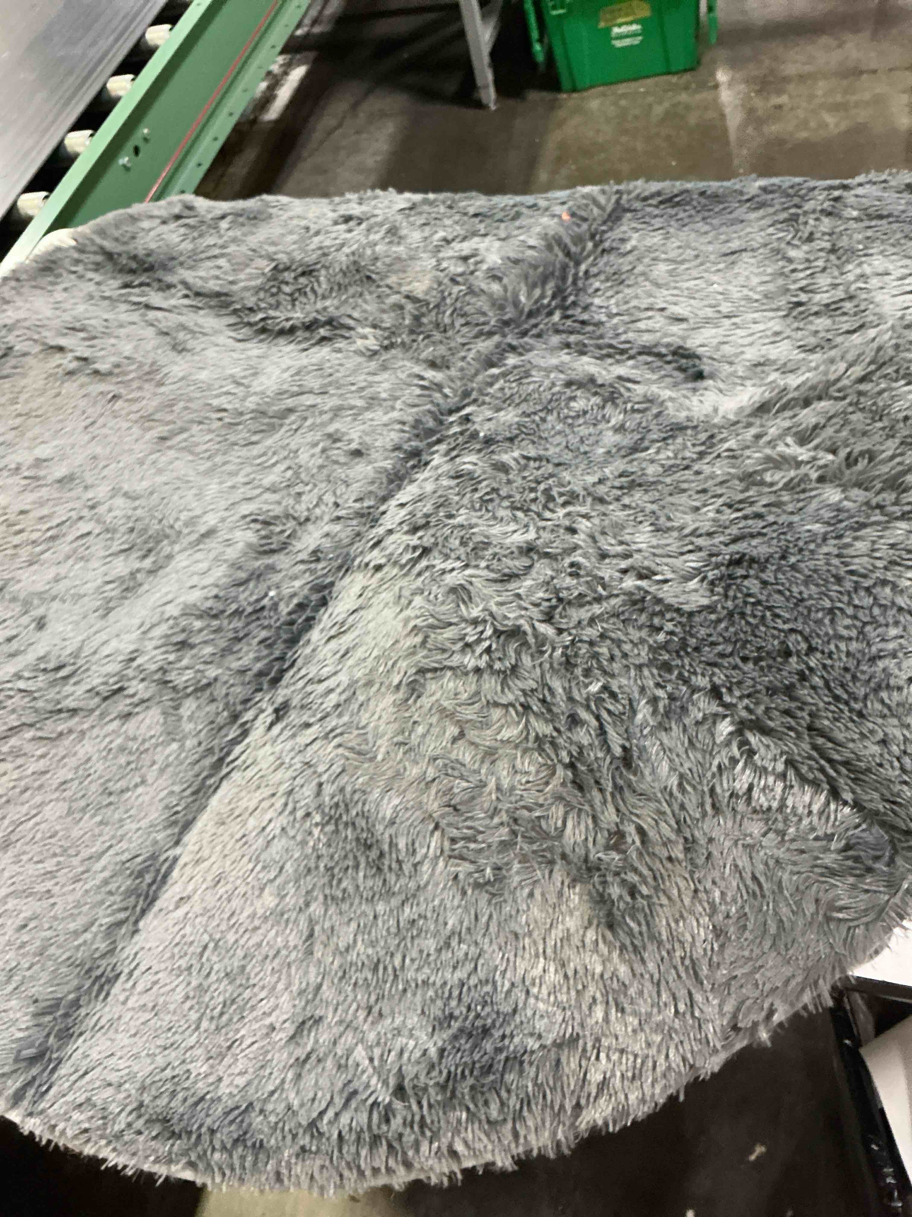 Condition photo showing As Is for nogis gray round rug ultra-soft plush modern 4x4 circle area rug for kid's bedroom, fluffy shag circular rug for nursery room, non-slip home decor cute rug for teen's room