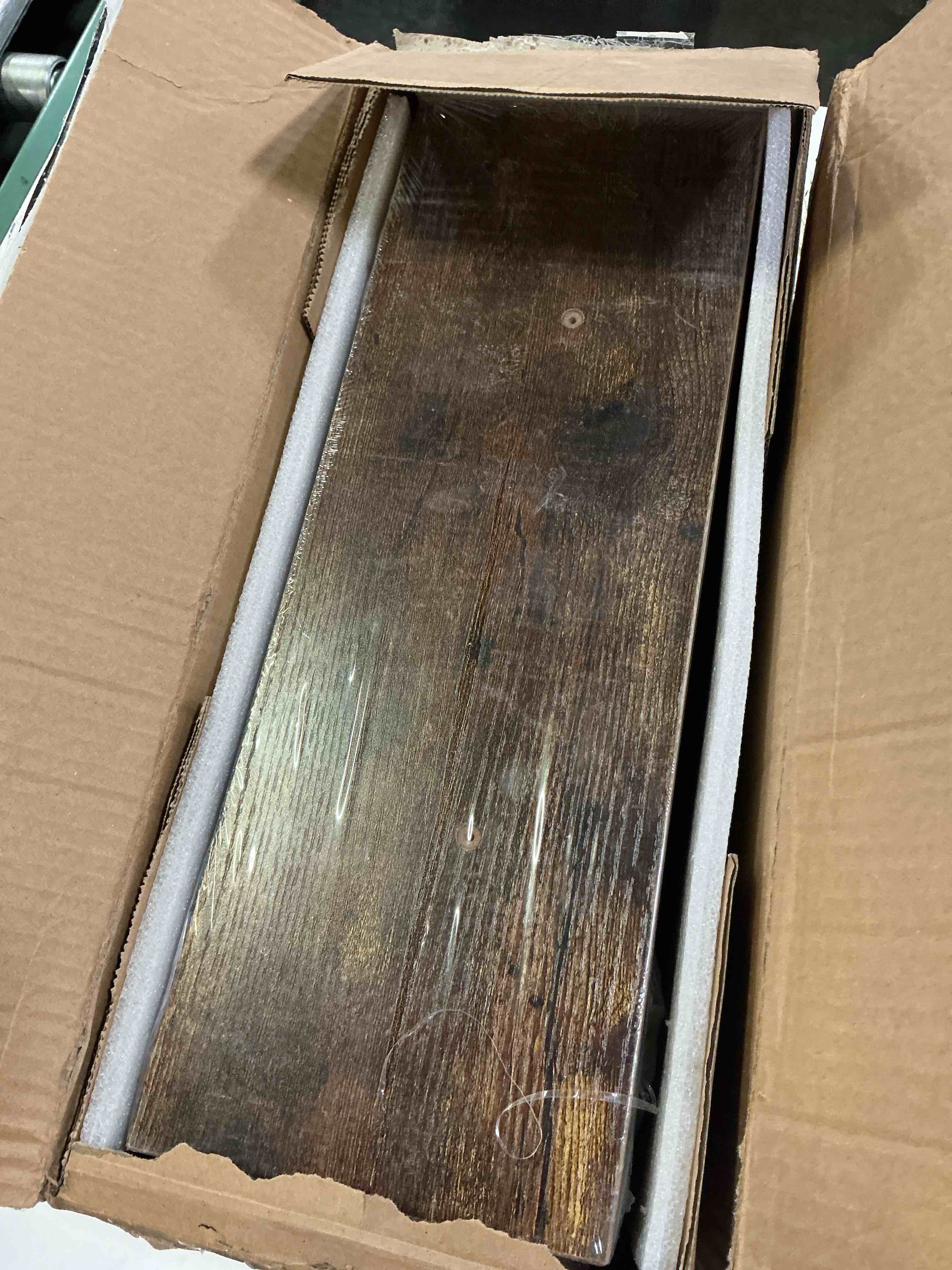 Condition photo showing New/Like New for fixwal 15.8in floating shelves, set of 6 wood shelves, farmhouse shelf wall decor for bathroom, bedroom, living and kitchen room (rustic brown) 6 rustic brown