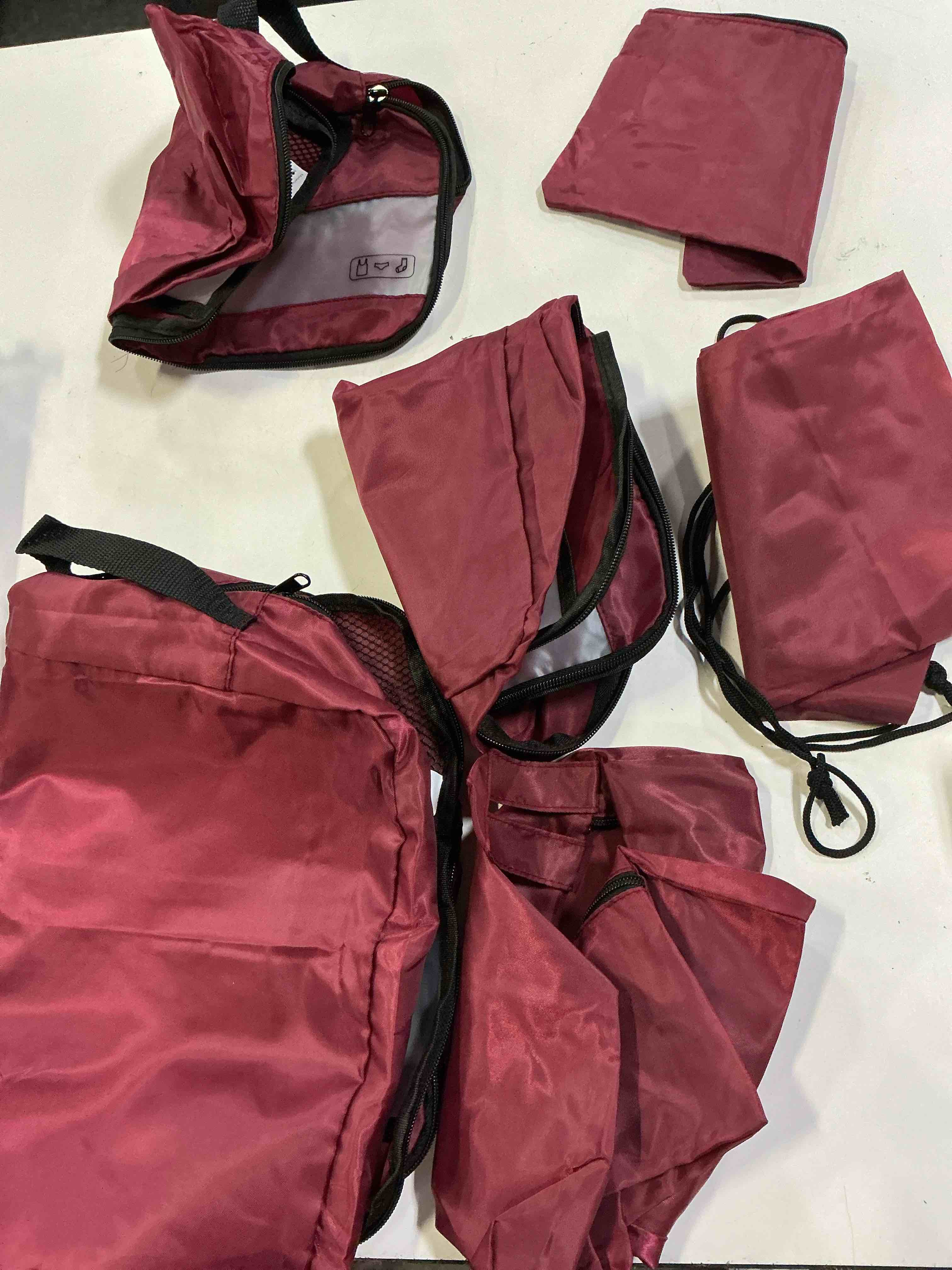 Condition photo showing As Is for (only 6 pcs) veken 8 set packing cubes for travel essentials,anti-wrinkle buckled suitcase organizer for shoe & toiletry bag,carry on luggage bag with 99+ count mesh holes for airplane & college dorm accessories
