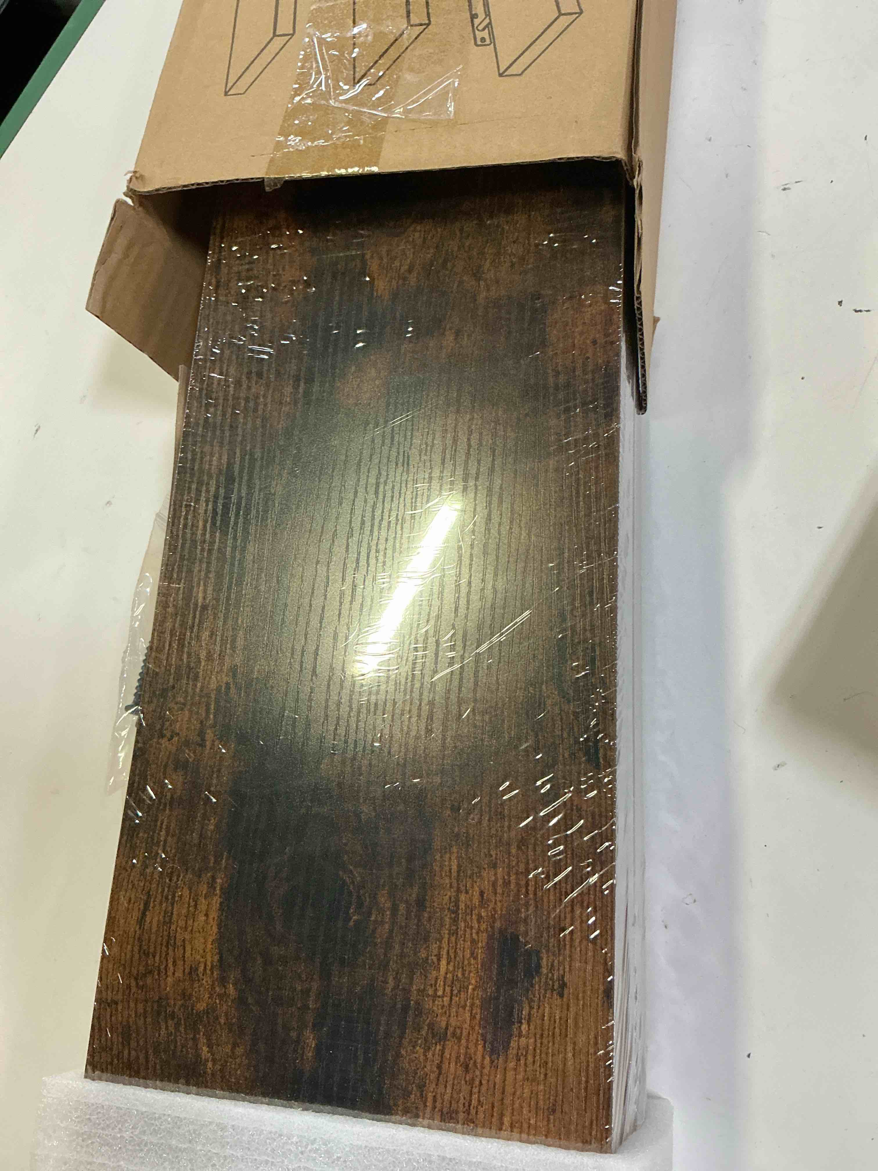 Condition photo showing New/Like New for bayka rustic brown bathroom floating shelves, 15.7in, 3pk, wall mount shelf | 22lbs max load, hidden bracket, for living room bedroom kitchen display storage decor, easy install, multi-wall compatible b. rustic brown - americana farmhouse style 3 15.7inches