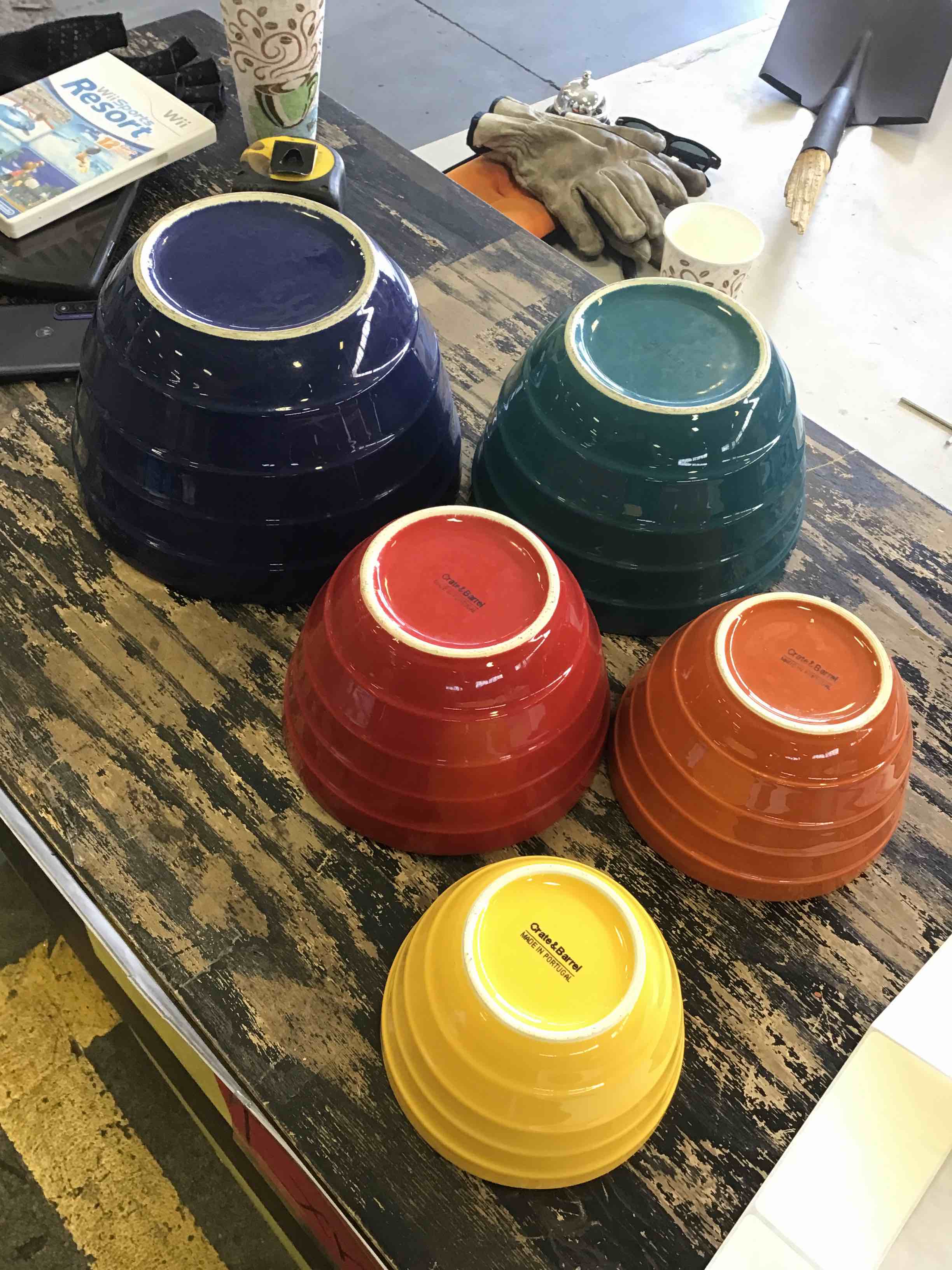 crate and barrel multicolor mixing bowl set 