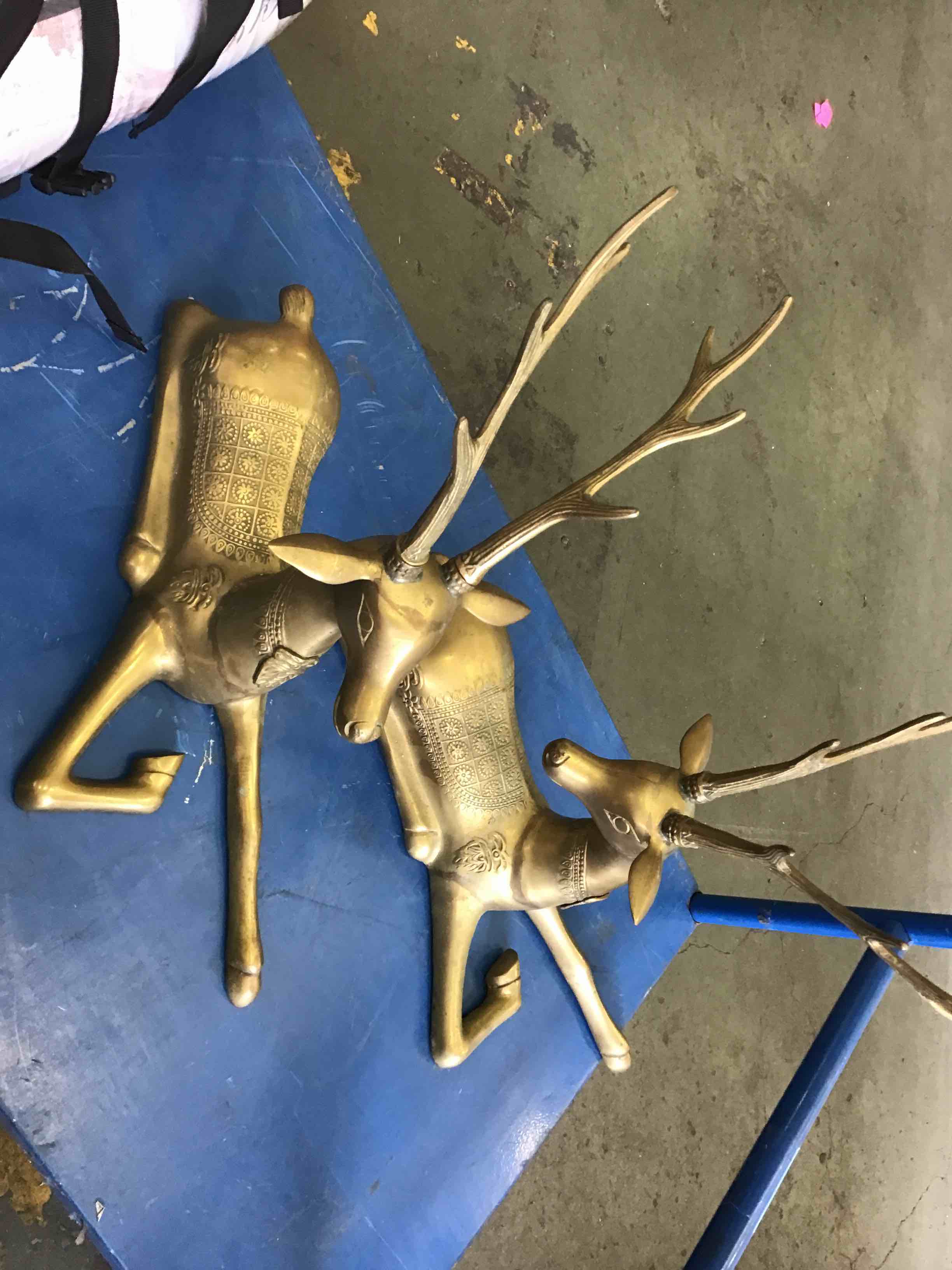 brass reindeer Christmas decor collectibles 