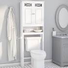 White Woodley Wooden 2-Door Over-the-Toilet Space Saver with Open Shelf