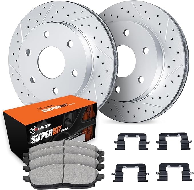 R1 Concepts Front Brakes and Rotors Kit |Front Brake Pads| Brake Rotors and Pads| Super Duty Brake Pads and Rotors |Hardware Kit|fits 2003-2022 Toyota 4Runner, FJ Cruiser, Hilux, Tacoma