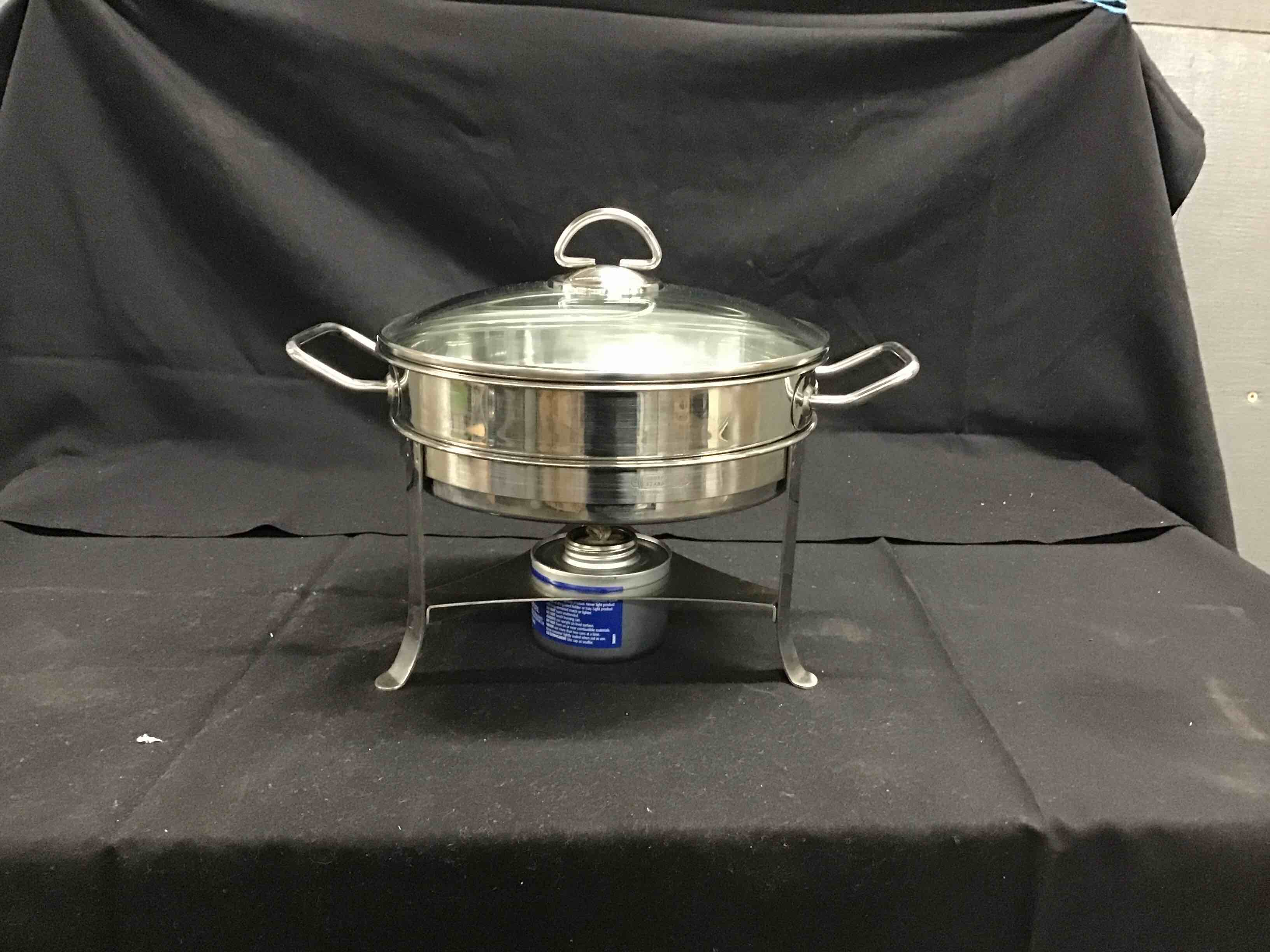 Gourmet Standard 3 Quart Stainless Steel Chafing Dish with Glass Lid