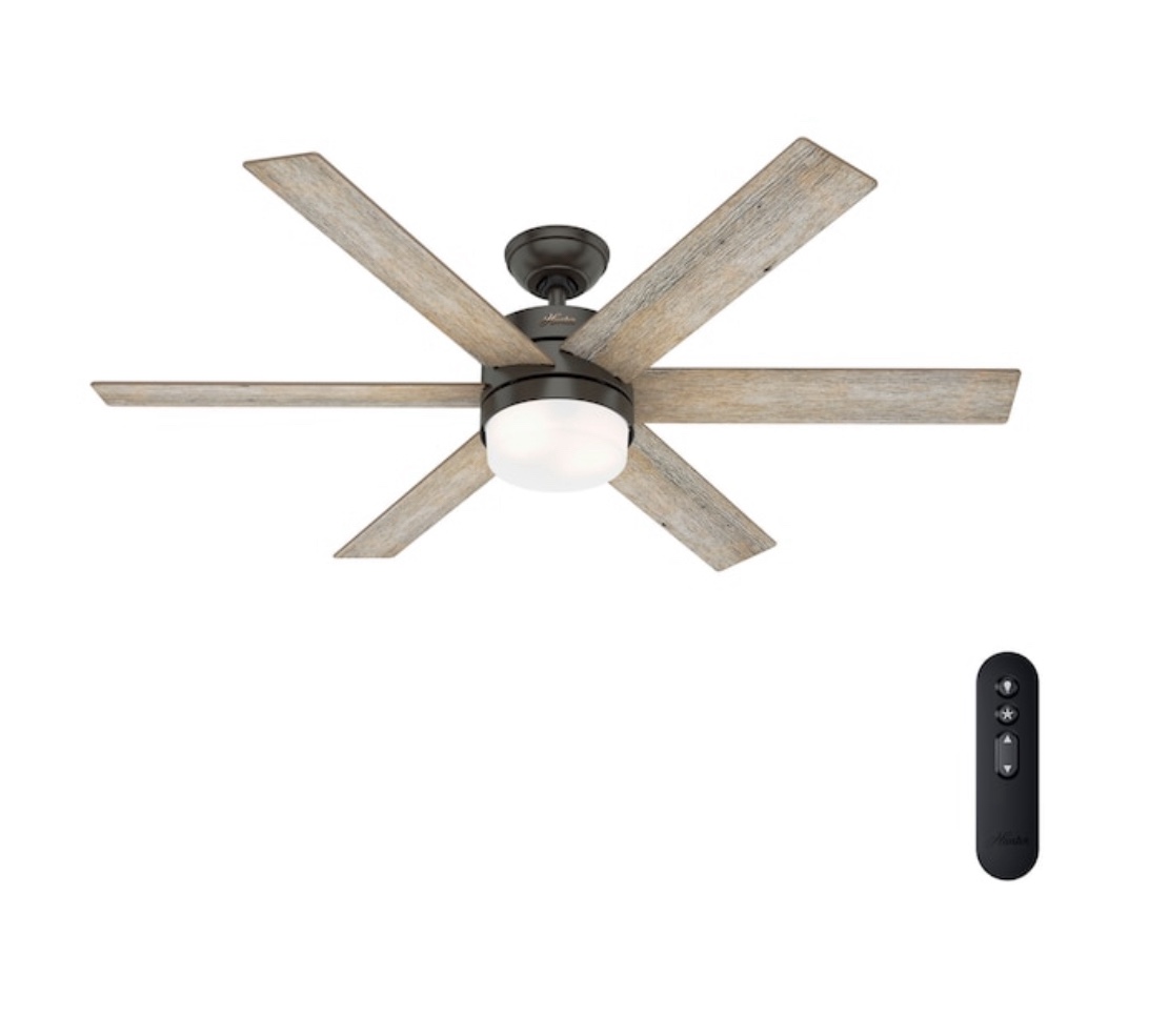 HUNTER Kempton Park 54-in Noble Bronze Indoor Ceiling Fan with Light and Remote (6-Blade)