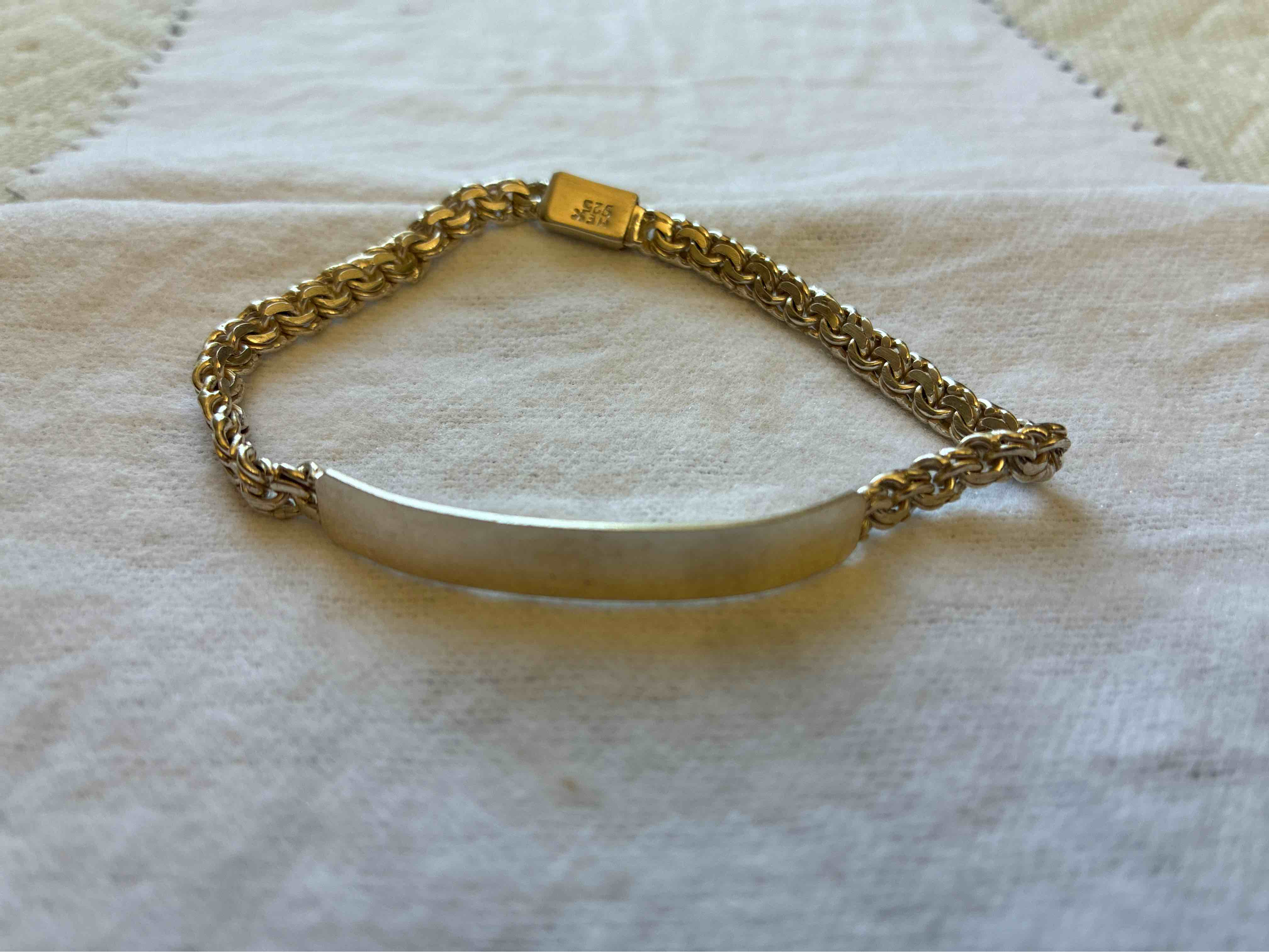 Handmade In Mexico Authentic Sterling Silver 925 Bracelet With Box Clip, 18CM
