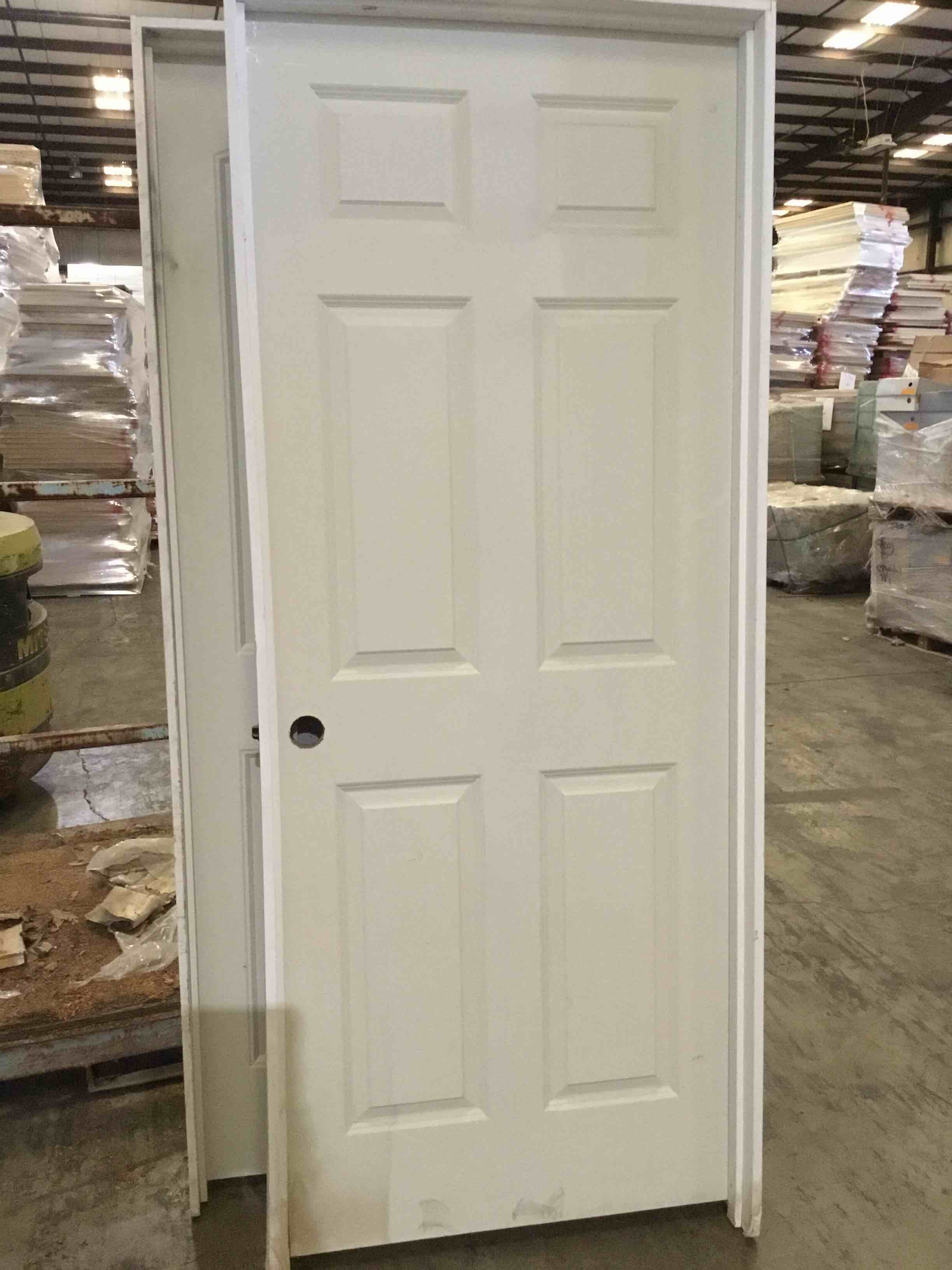 31-3/4 in. x 80 in., Pre-hung, MDF, Smooth, 6 Raised Panel, Single Pre-drilled, Satin Nickel Hinges, Right-handed, Hollow core door