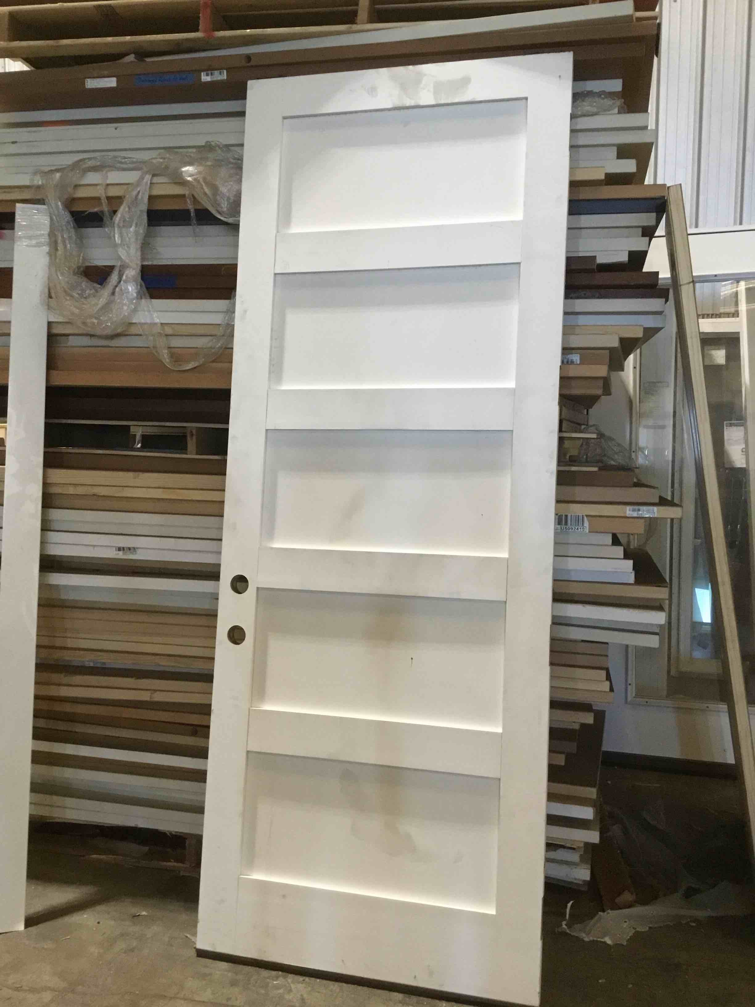 36 in. x 95 in., Smooth, 5 Inset Panels, Double Pre-drilled, Solid core slab