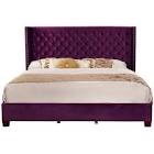 Nathaniel Home Aliyah Faux Velvet Button Tufted Panel Bed in Purple ( rails footboard only) incomplete