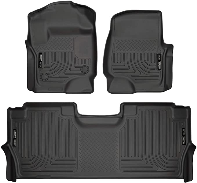 Husky Liners - 94061 Fits 2017-20 Ford F-250/F-350 Crew Cab - with factory storage box Weatherbeater Front & 2nd Seat Floor Mats Black
