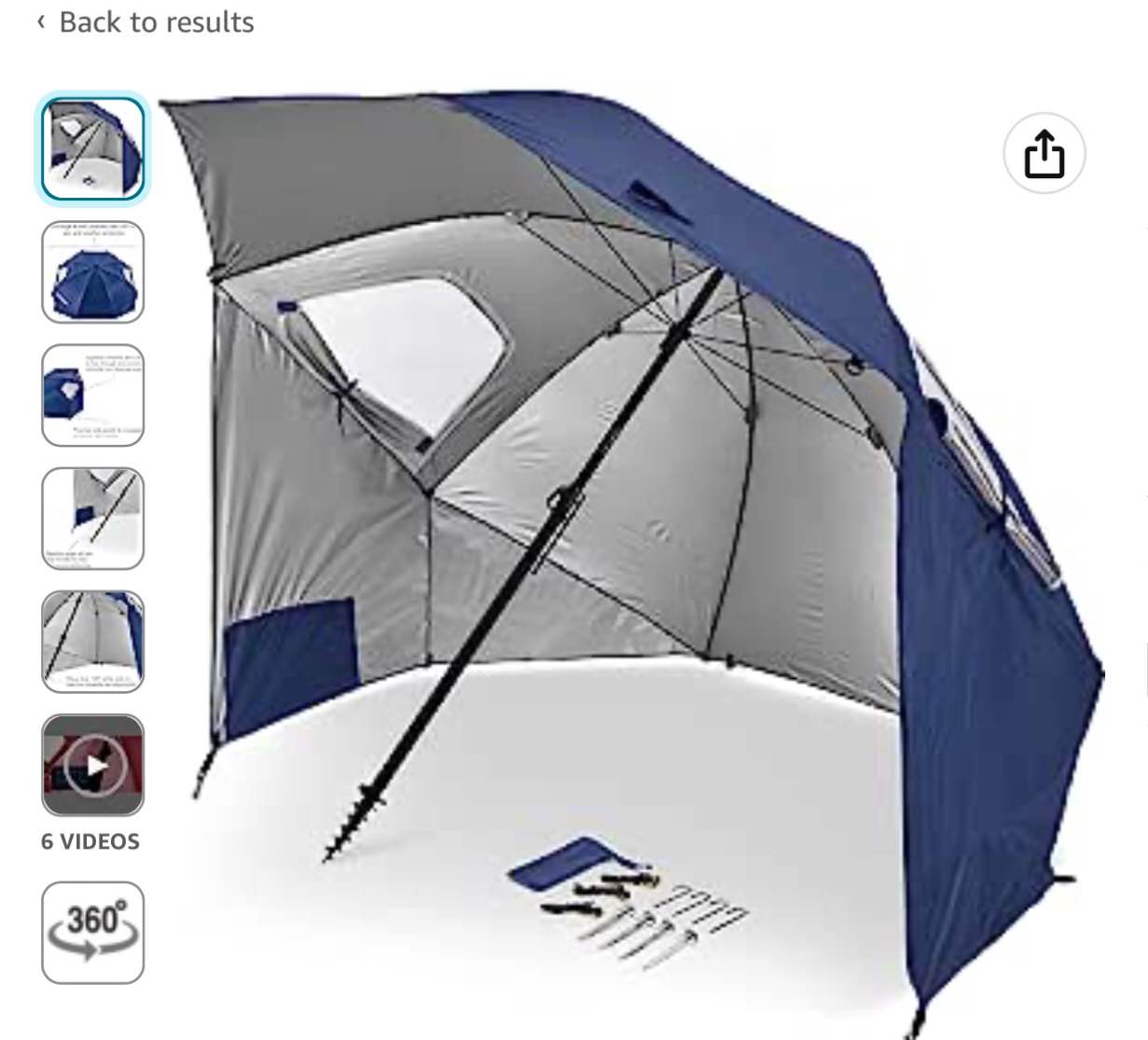 Sport-Brella Premiere XL UPF 50+ Umbrella Shelter for Sun and Rain Protection (9-Foot)