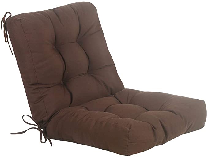 QILLOWAY Outdoor Seat/Back Chair Cushion Tufted Pillow , Spring/Summer Seasonal All Weather Replacement Cushions. (Coffee / Brown / Chocolate)