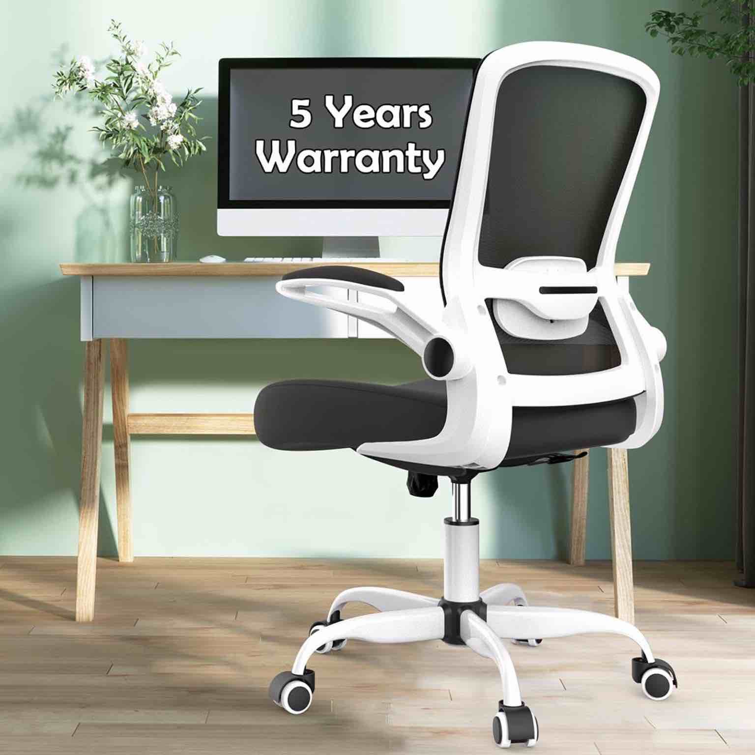 Mimoglad Office Chair, Desk Chair with Flip-Up ARMREST, Ergonomic Task Chair, 360° Rotation Seat Computer Chair Back Support 