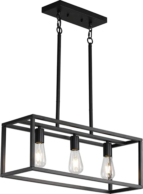 Aolloa Kitchen island pendant light fixture, farmhouse black chandelier, 3 lights