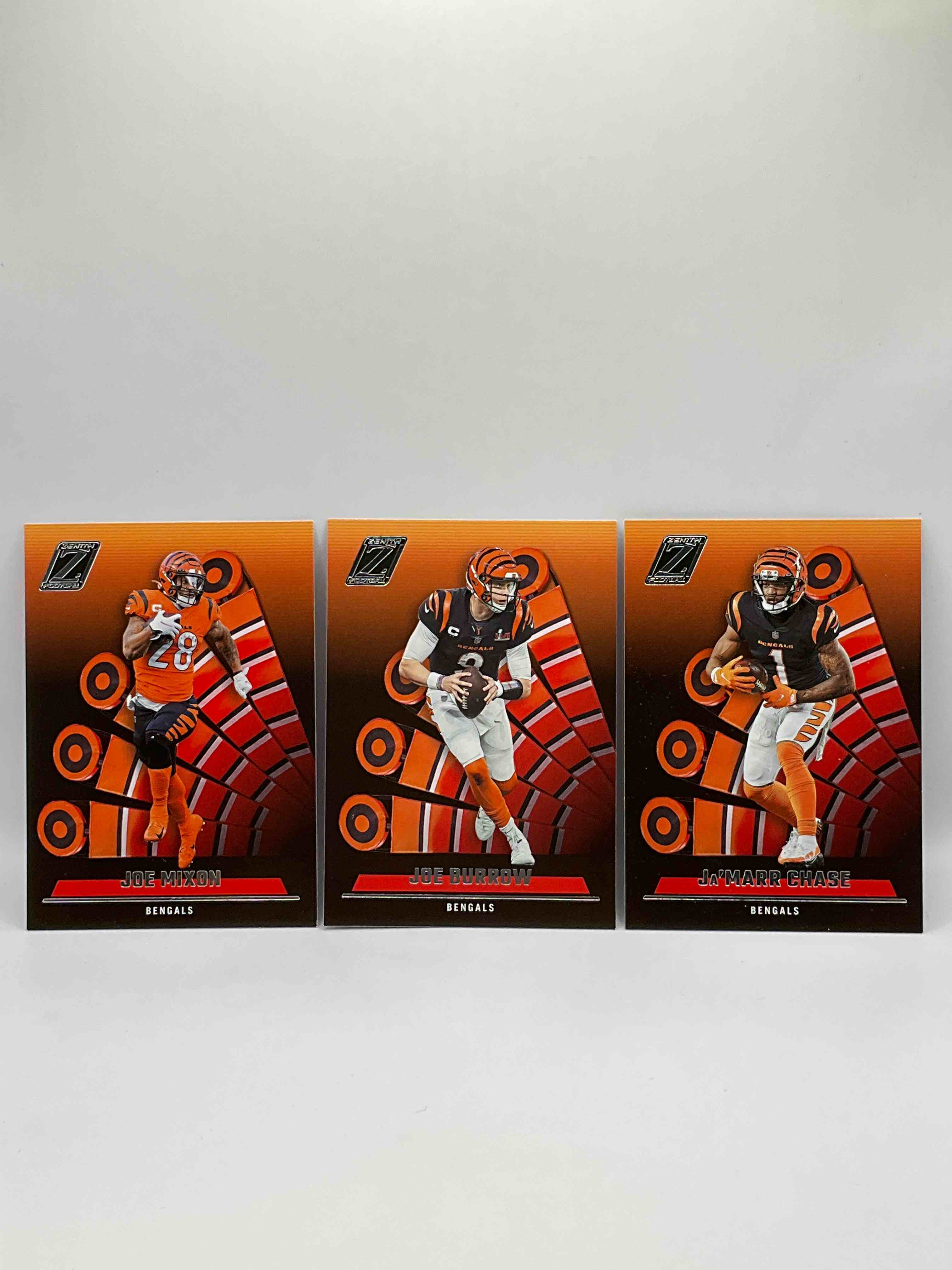 Bengals Big Three Matching Zenith Set! Joe Mixon 2022 Zenith, Joe Burrow 2022 Zenith & Ja’marr Chase 2022 Zenith! All Mint