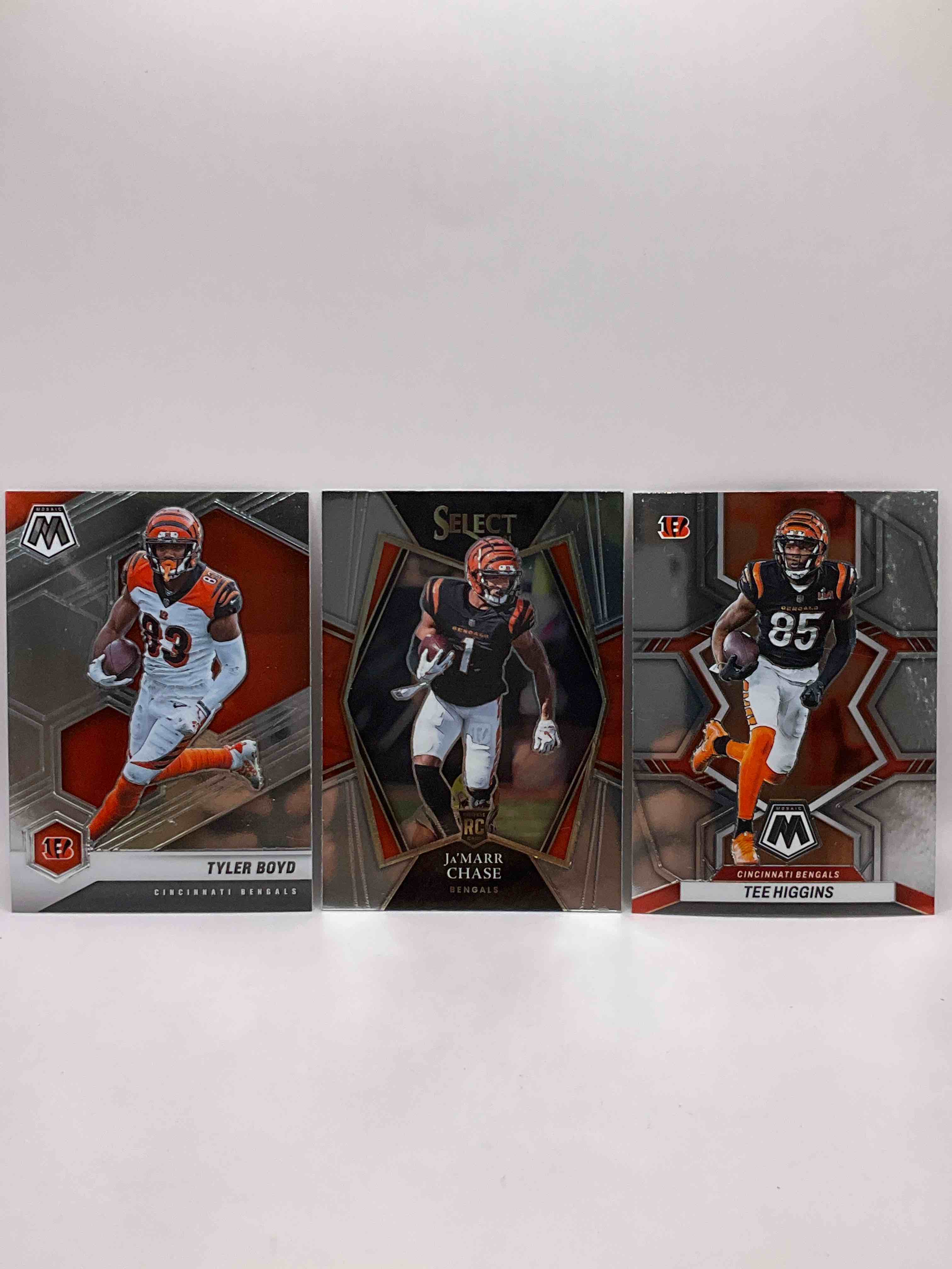 Tyler Boyd 2021 Mosaic Card, Ja’marr Chase Panini Select Rookie Card & Tee Higgins 2022 Mosaic Card! All Mint