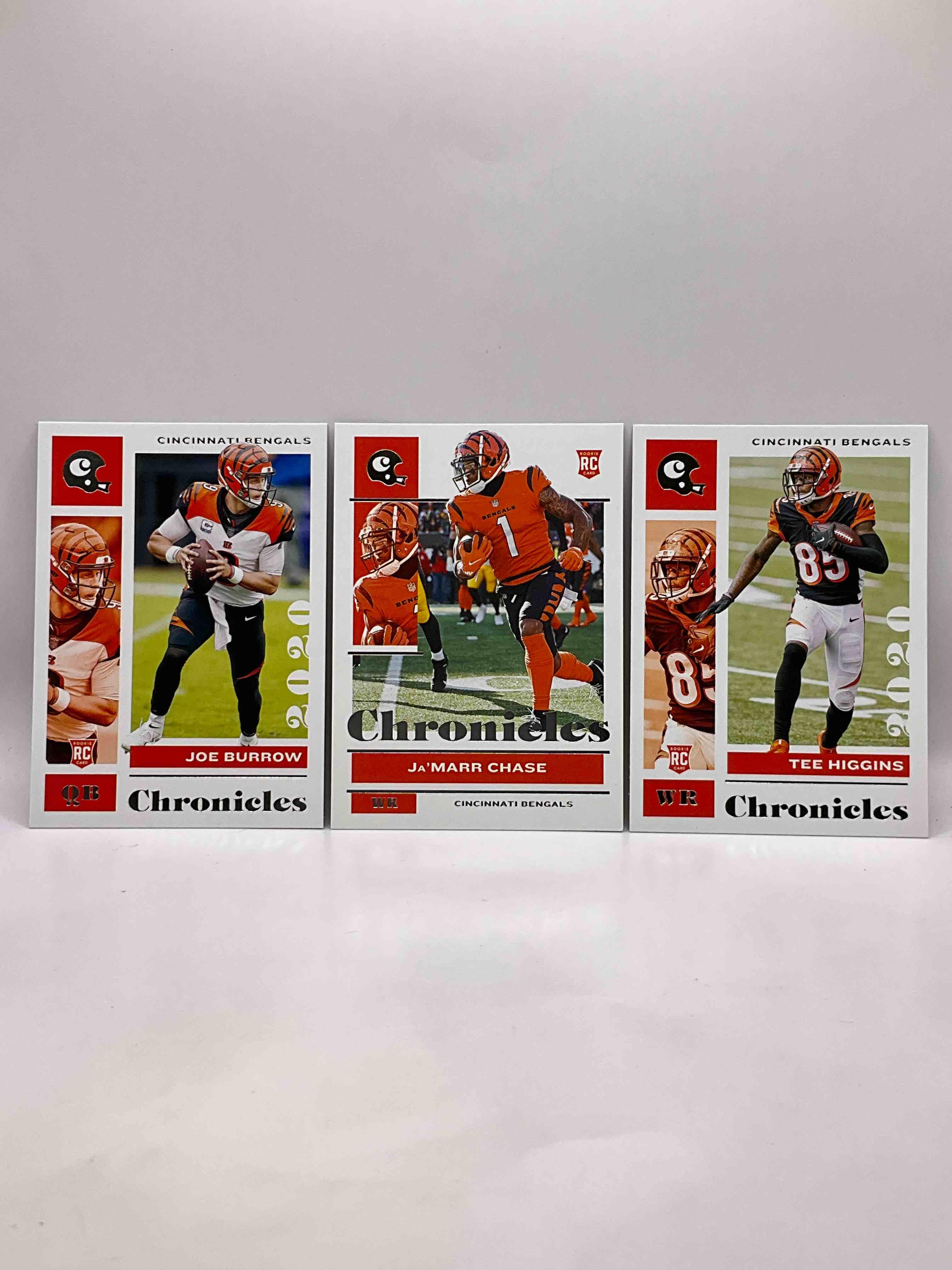 Chronicles Matching Set! All Rookies! Joe Burrow Silver Chronicles Rookie Card, Ja’marr Chase Silver Chronicles Rookie Card & Tee Higgins Silver Chronicles Rookie Card! All Mint!