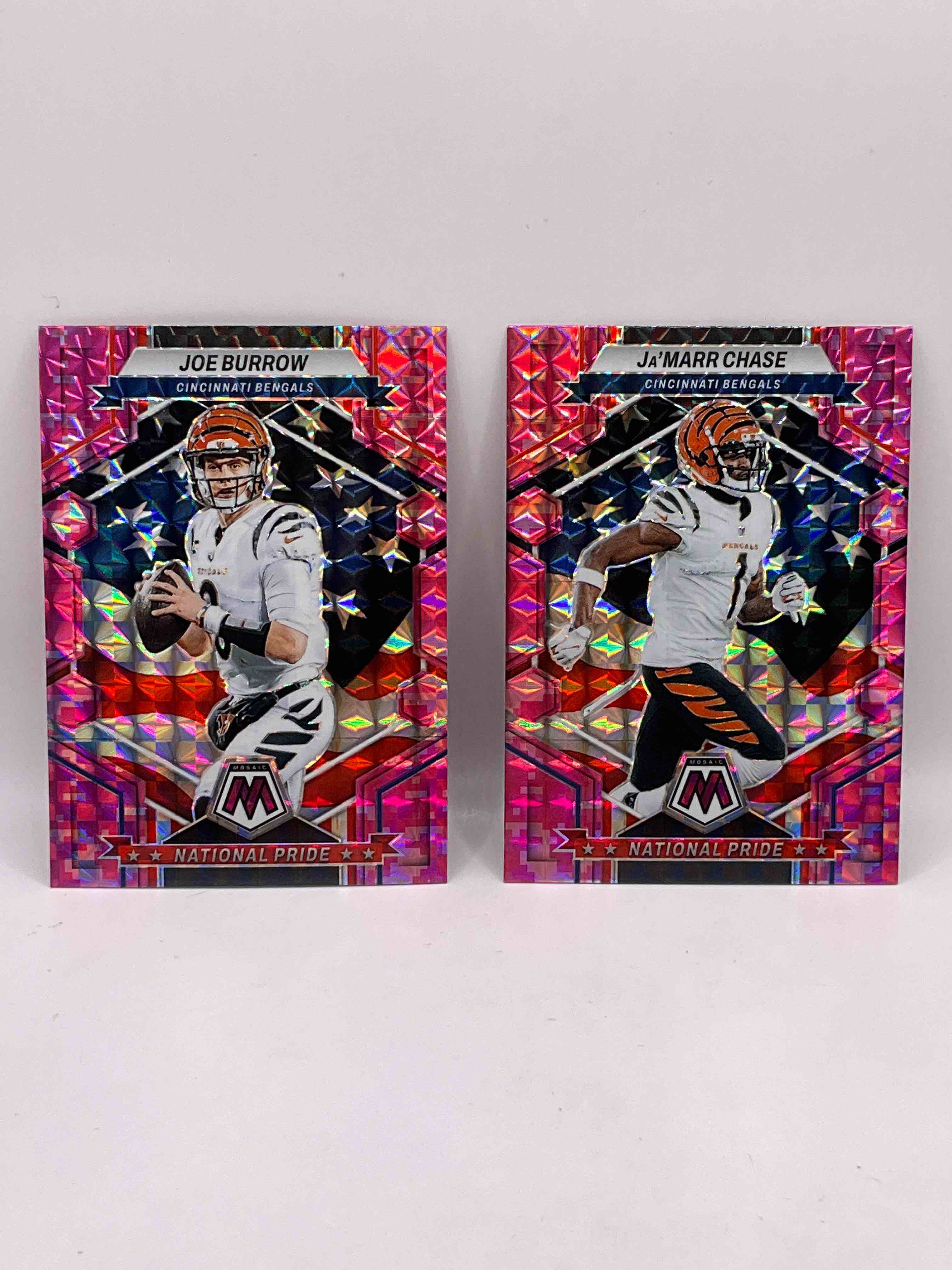 Joe Burrow & Ja’marr Chase! Ultra Rare “Pink Camo” National Pride Cards! Extremely Valuable!