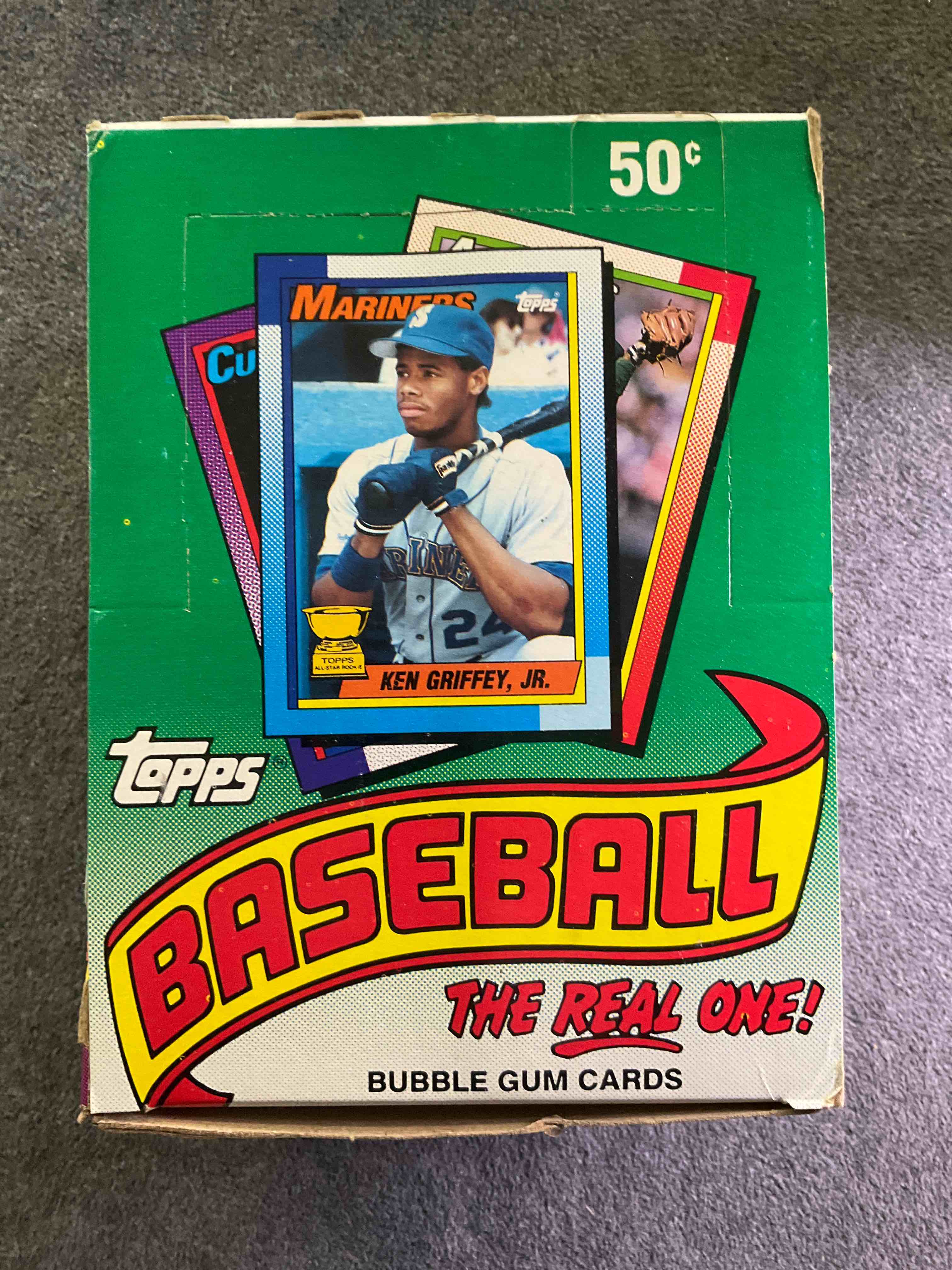 1990 Topps Baseball Unopened Wax Pack, Direct From Original Retail Case! Search For "The Big Hurt" Frank Thomas Valuable Rookie & Error Cards (Error Cards Valued At $1,000 And Up!), & Early Ken Griffey Jr. All Star Rookie Card #336 (PSA 10 Value $350+) & So Much More!