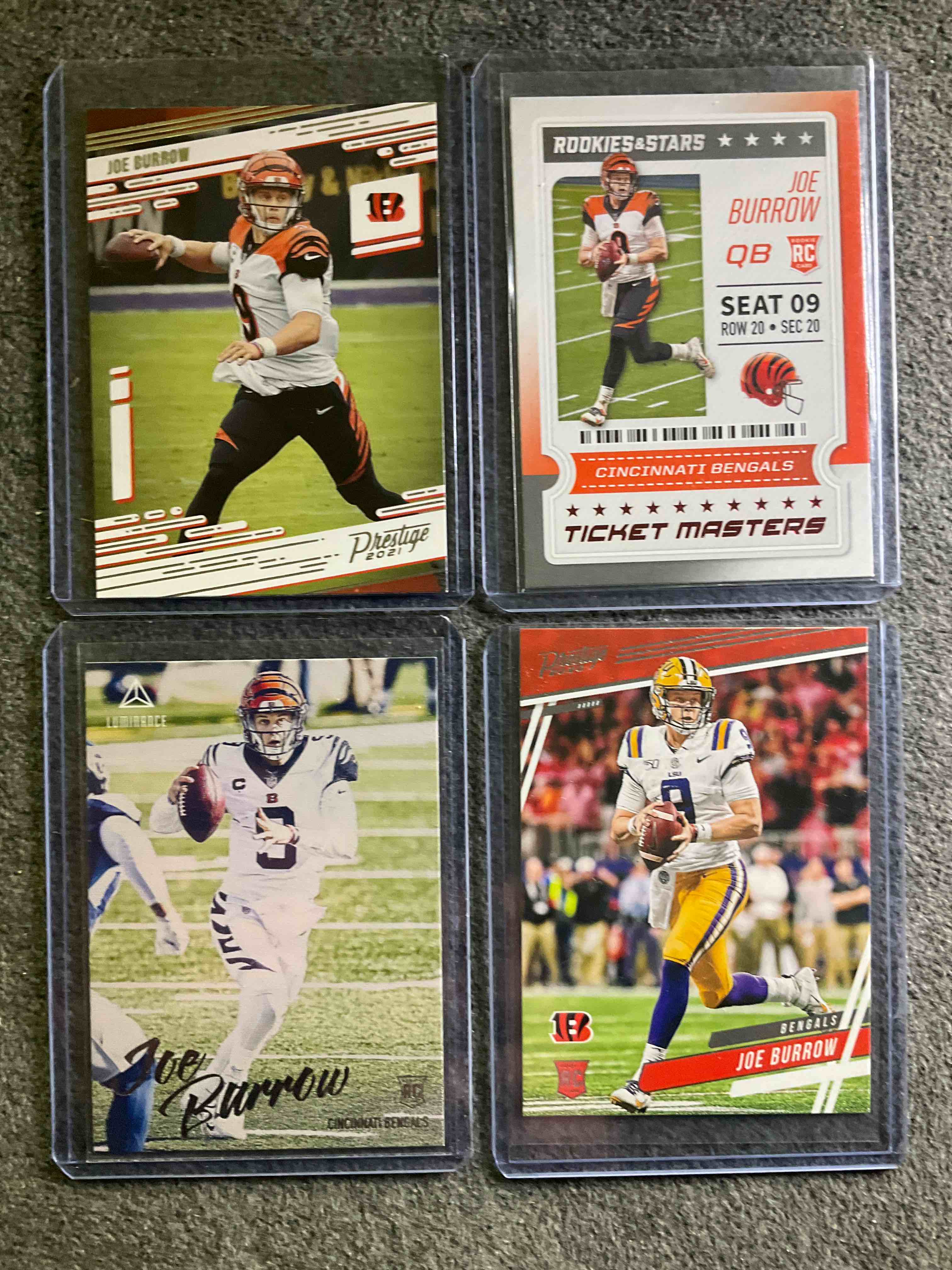 BURROW BUNDLE! Joe Burrow Luminance Rookie, Prestige, Rookies & Stars Rookie & Prestige Rookie! All Mint!