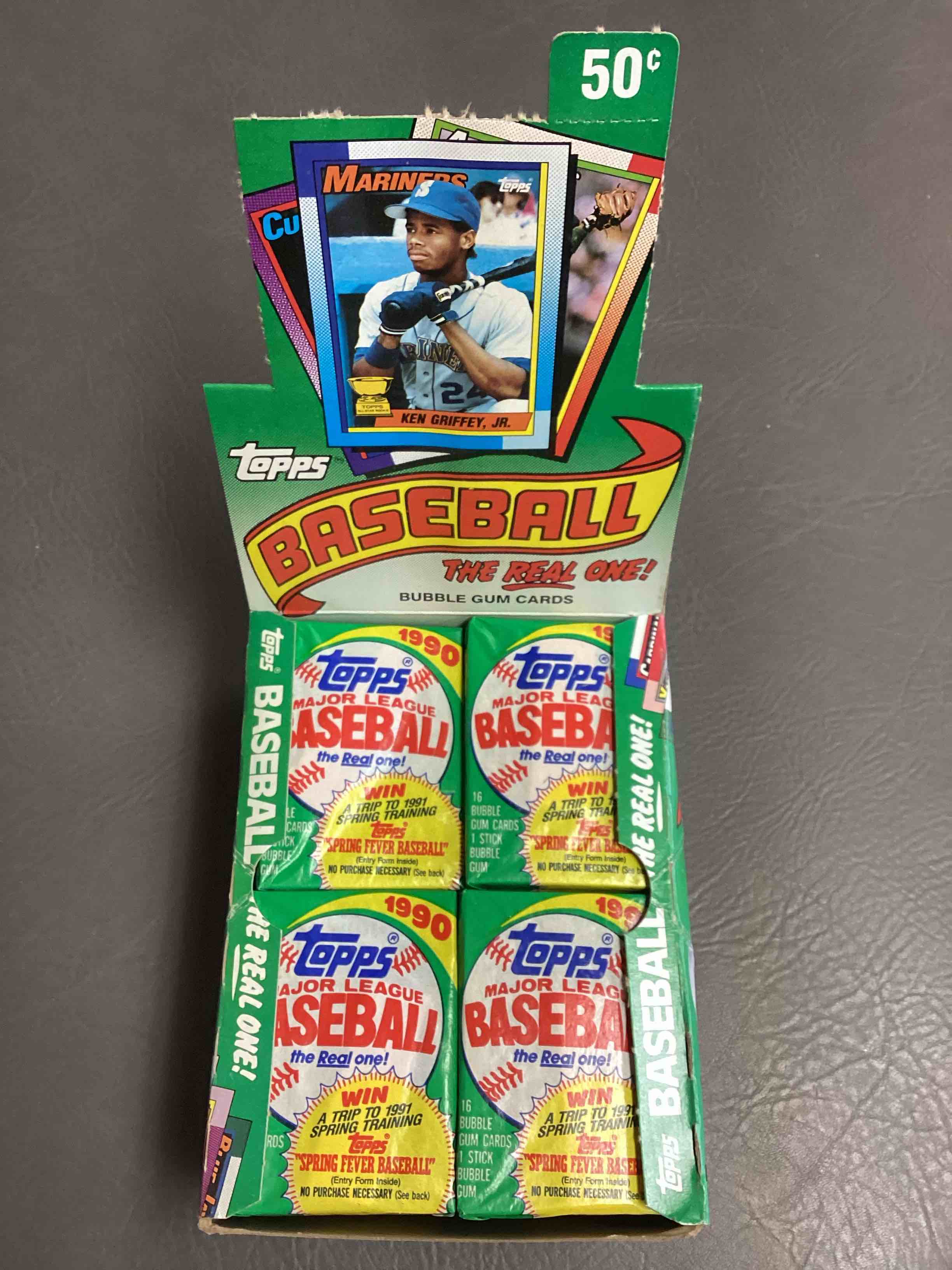 1990 Topps Baseball Unopened Wax Pack, Direct From Original Retail Case! Search For "The Big Hurt" Frank Thomas Valuable Rookie & Error Cards (Error Cards Valued At $1,000 And Up!), & Early Ken Griffey Jr. All Star Rookie Card #336 (PSA 10 Value $350+) & So Much More!