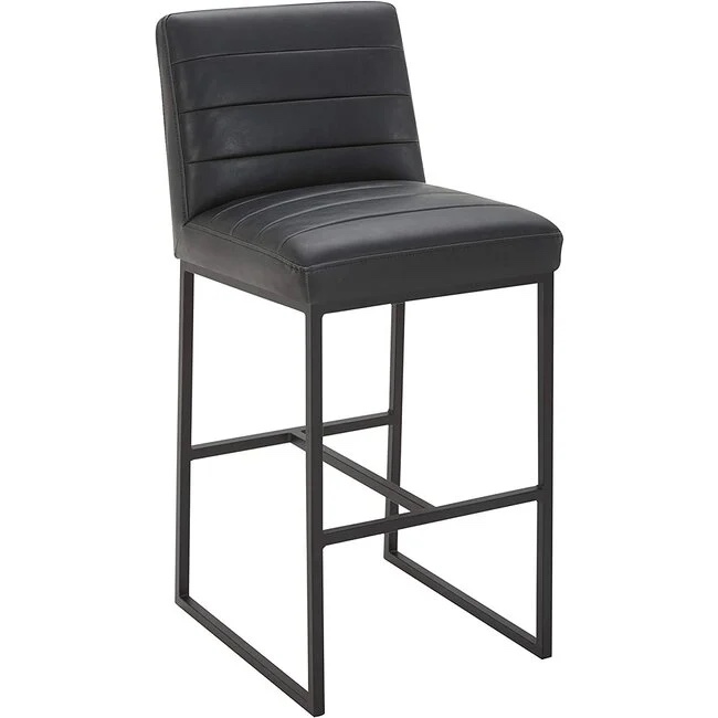 Amazon Brand Rivet Decatur Modern Faux Leather Kitchen Bar Stool, 41"H, Black