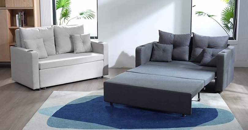 Sleeper Sofa Bed, 84 Inch Pull Out Couch with 2 USB & Cup Holders, Tufted L Shape Convertible Sofa with Storage Chaise, Beige