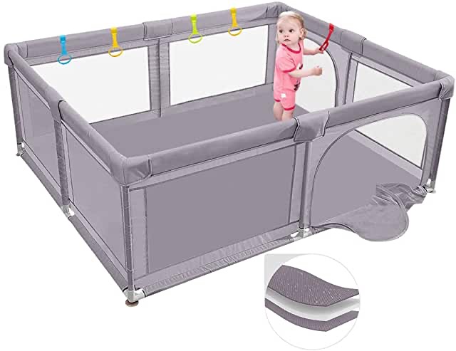 Zlangsports Baby Play Pen, Grey