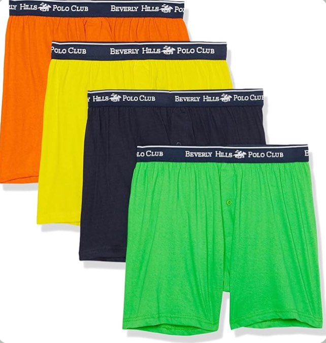 Beverly Hills Polo Club Men's Underwear Top 4 Pack Knit Boxer Multi Color, Small
