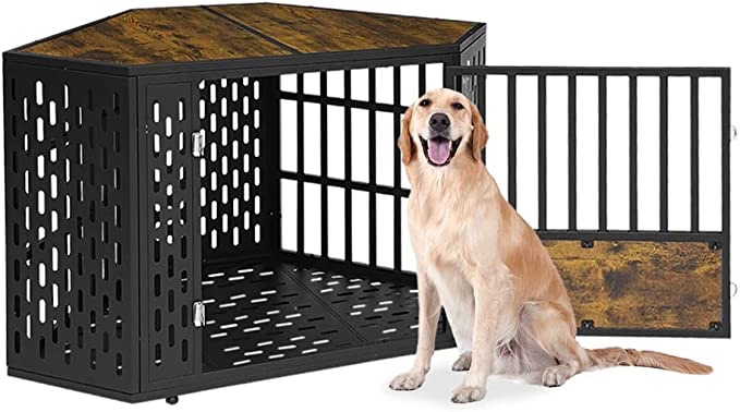 SMONTER Furniture Corner Dog Crate Wood Dog Crate Dog Kennel Indoor as End Table Dog Cage for Small/Medium/Large Dog for Limited Room Living Room Bedroom & Office Visit the SMONTER Store