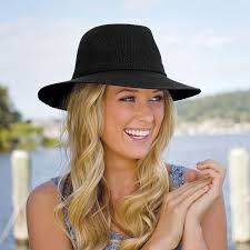 Sun & Sky Fedora Straw 30+ Uv Sun Protection Black One Size