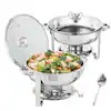  VEVOR 4 qt. Chafing Dish Buffet Set Stainless Steel Chafer with 2 Full Size Pans Round Catering Warmer Server (2-Piece)