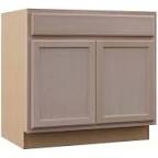 Hampton Bay 36 in. W x 24 in. D x 34.5 in. H Assembled Sink Base Kitchen Cabinet in Unfinished with Recessed Panel