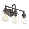 20 in. 3-Light Oil Rubbed Bronze Indoor Bedroom Vanity Light Wall Sconce Light with Clear Glass Shade